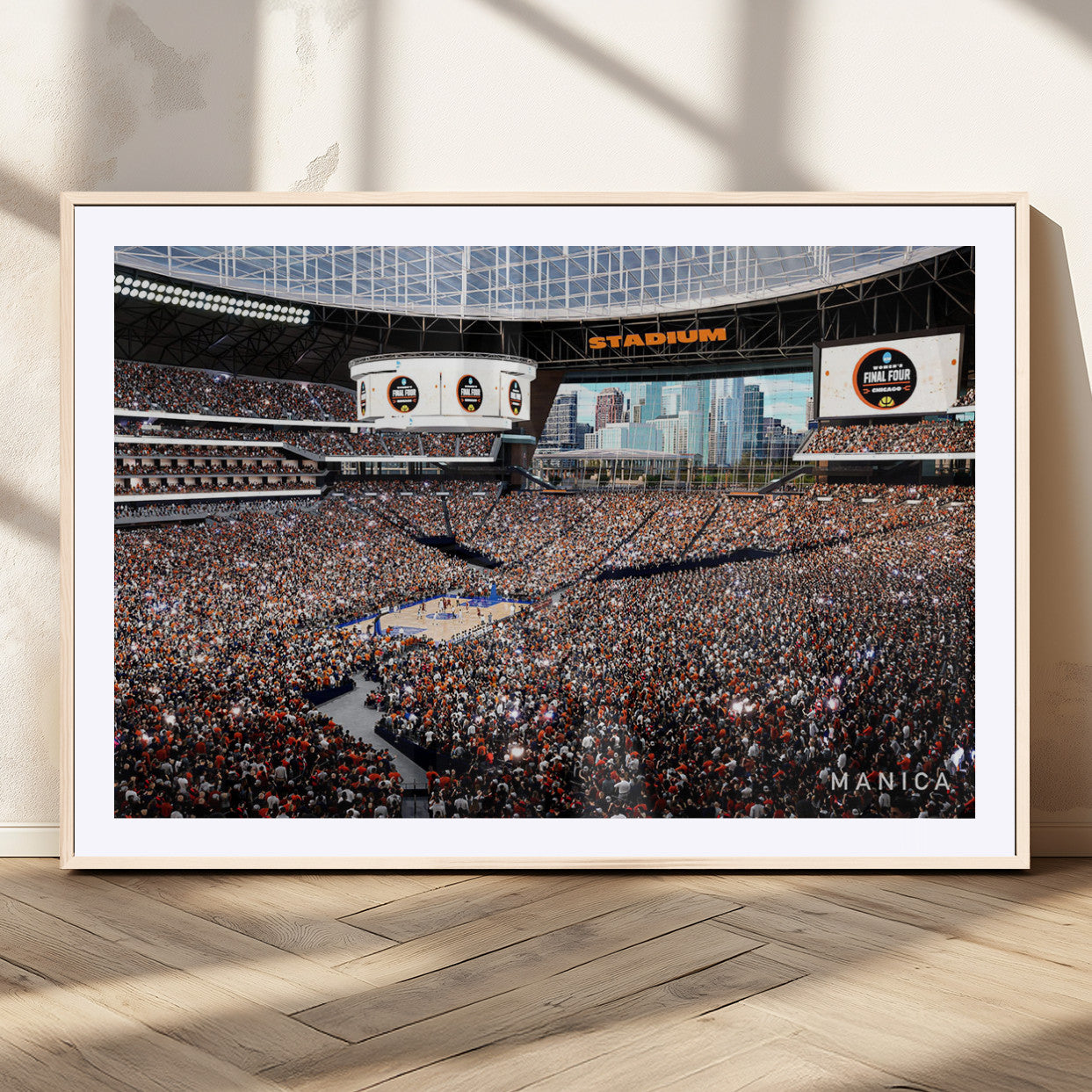 38616413-MGV-CV-36X24-Chicago Dome Stadium Wall Art – Futuristic Basketball Final Four Arena Canvas Print, Modern Sports Fan Decor for Man Cave or