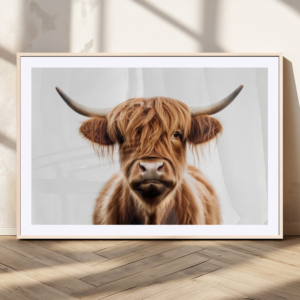 637908607-MGV-FC-93X47-3P_Black-Highland Cow Wall Art Print – Rustic Farmhouse Animal Portrait, Scottish Highland Cattle Canvas, Modern Country Wall Decor for
