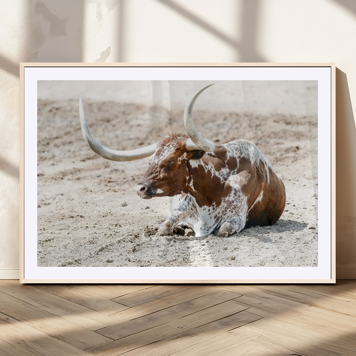 89096667-MGC-FP-36x24_Natural-Texas Longhorn Wall Art – Rustic Western Canvas Print, Cattle Photography Decor for Ranch House, Living Room, Office, Man Cave