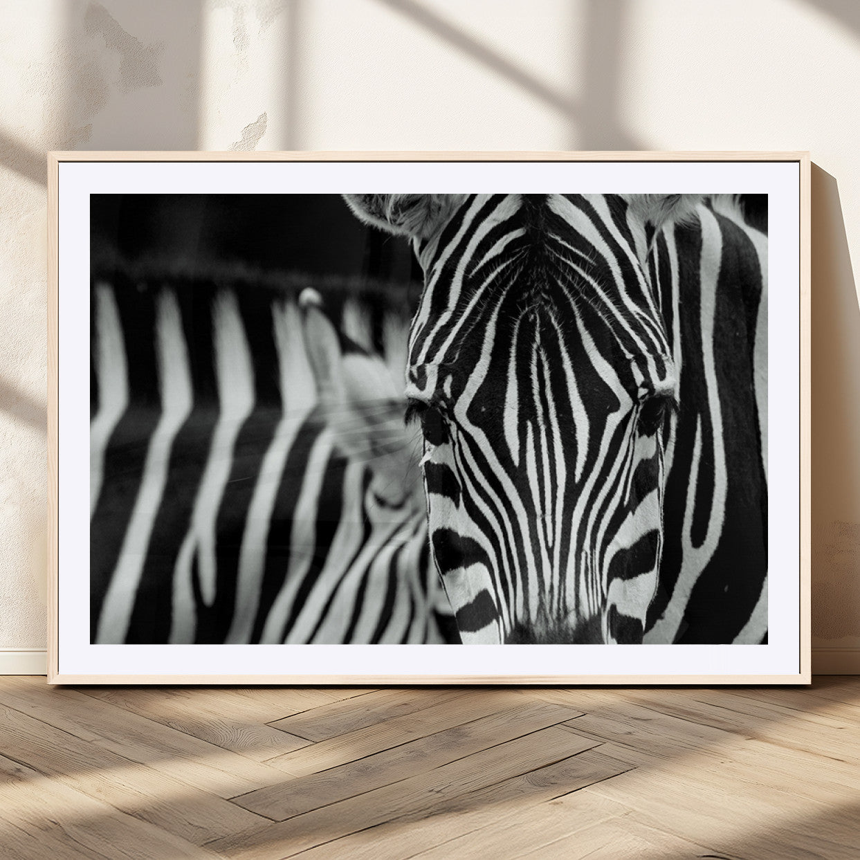 43631-MGC-FP-36x24_Natural-Zebra Wall Art – Black & White Safari Wildlife Canvas Print, Modern Animal Photography Decor for Living Room, Office, or Bedroom
