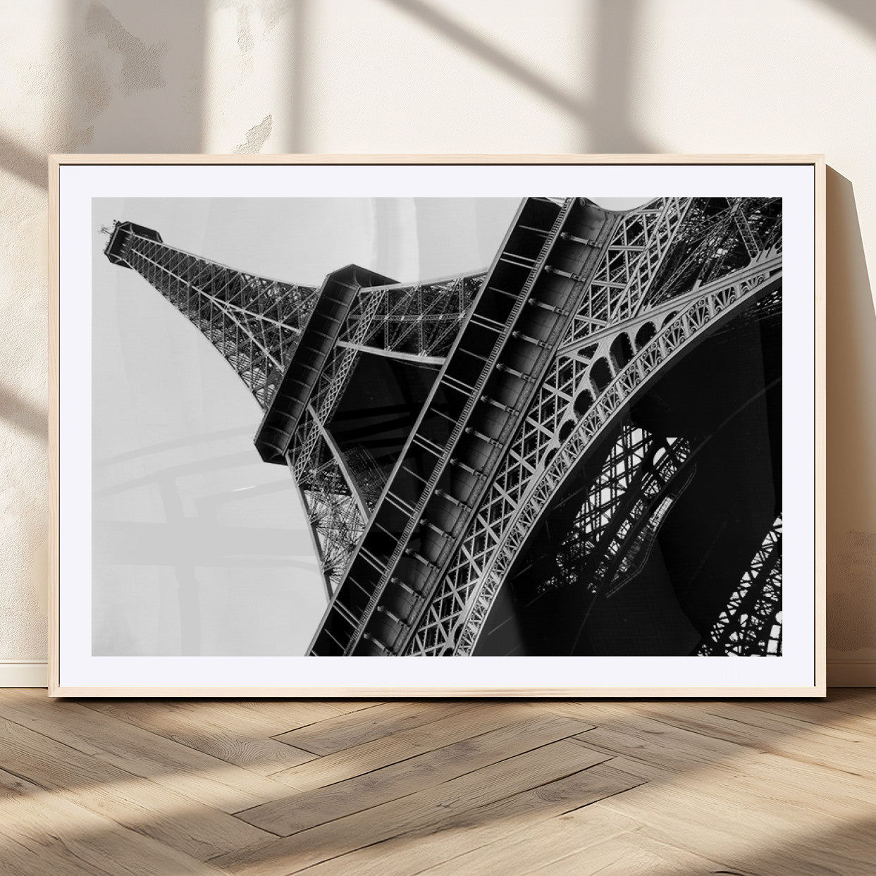 89033-MGC-FP-36x24_Natural-Eiffel Tower Wall Art – Dramatic Black and White Architectural Canvas Print, Modern Paris Decor for Office, Living Room or