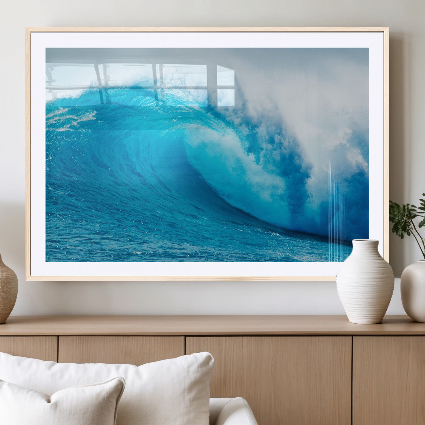 13117-MGV-CV-36X24-Ocean Wave Wall Art – Dynamic Blue Surf Canvas Print, Coastal Beach Decor for Living Room, Bathroom, Office, or Beach House