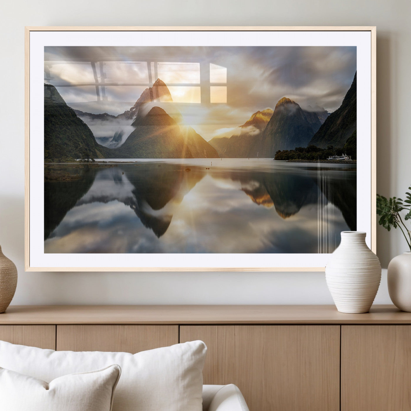 78842-MGV-CV-36X24-Sunrise Mountain Reflection Wall Art – Stunning Nature Landscape Canvas Print for Home, Office, Living Room or Relaxing Space