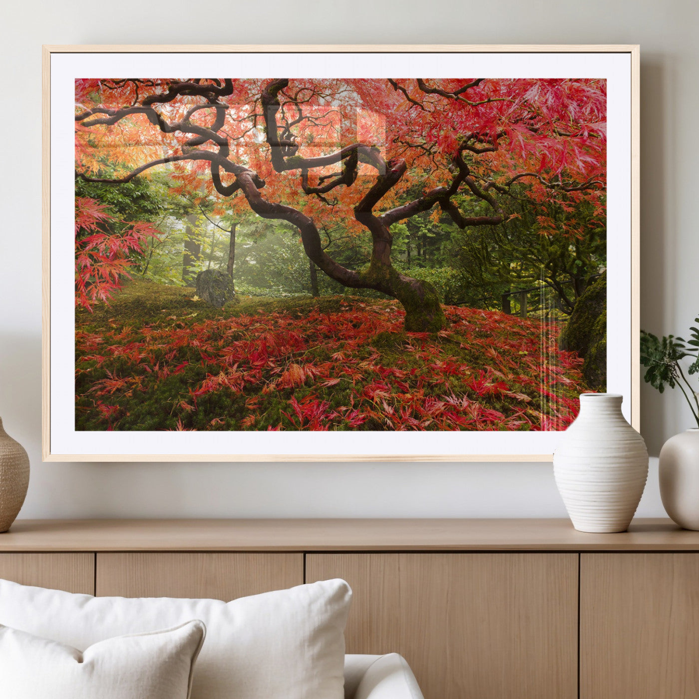 73343-MGV-CV-36X24-Autumn Maple Wall Art – Panoramic Vibrant Red Maple Tree Canvas Print, Seasonal Nature Decor for Office, Living Room or Garden