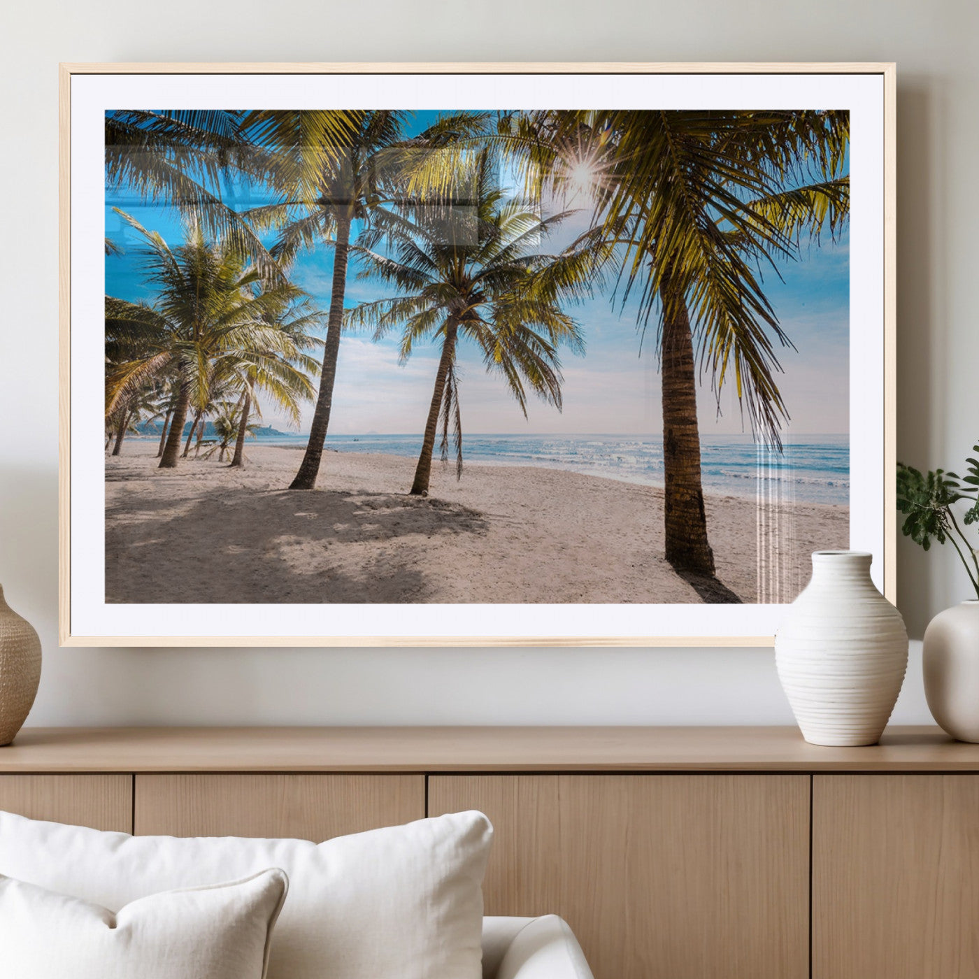 98175-MGV-CV-36X24-Tropical Palm Beach Wall Art – Relaxing Ocean Shore Canvas Print with Palm Trees, Coastal Summer Decor for Living Room, Bedroom or