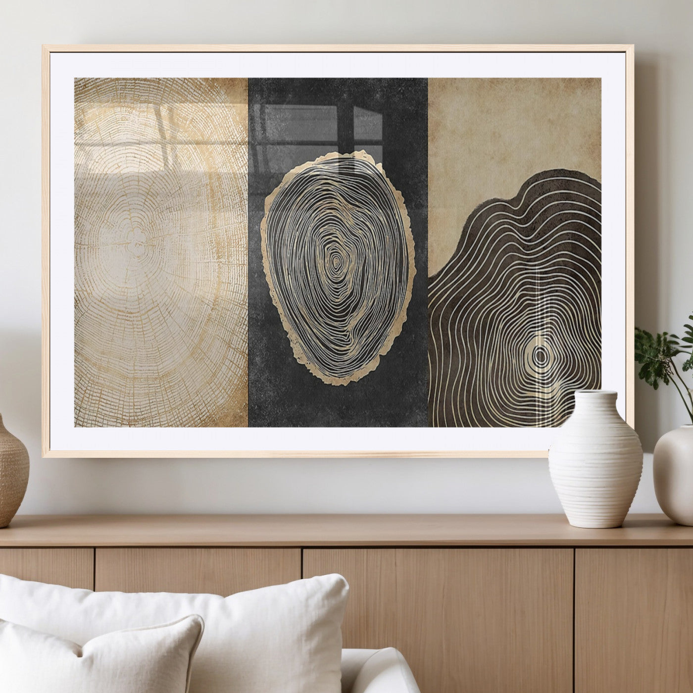 77785-MGC-FP-36x24_Natural-Tree Ring Abstract Wall Art – Rustic Wood Growth Pattern Canvas Prints, Modern Nature-Inspired Decor for Living Room or Office