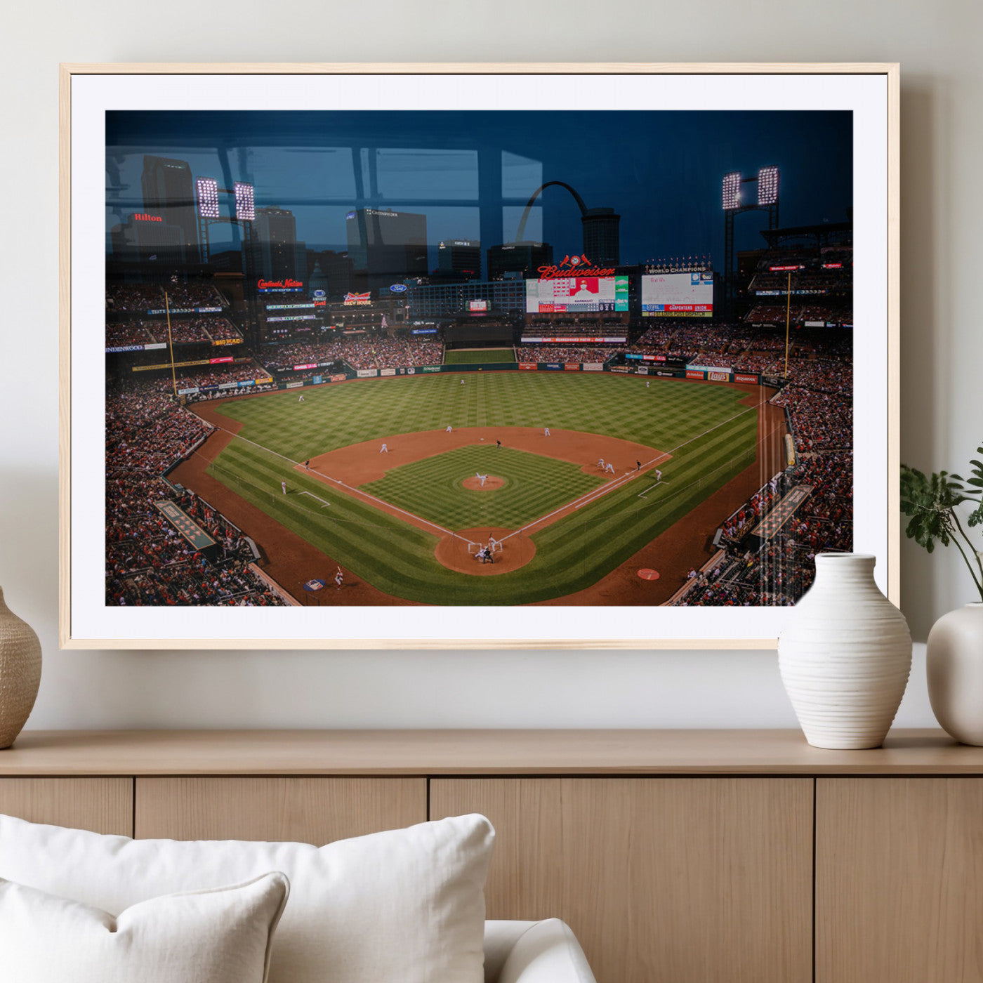 38612-MGV-CV-36X24-Busch Stadium Wall Art Canvas Print, Framed Missouri Stadium Art Picture Print, Busch Stadium Field Perfect Sports Room Decor