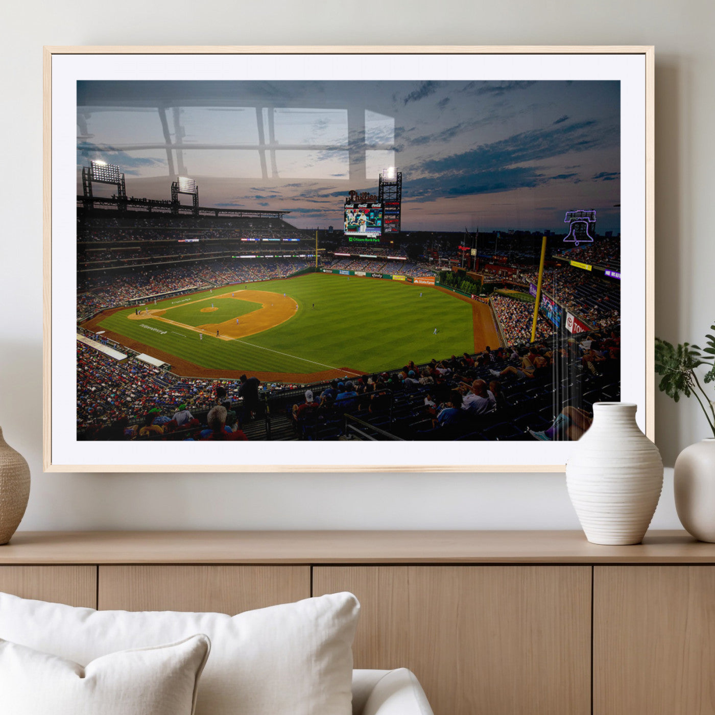 17415-MGV-CV-36X24-Philadelphia Phillies Stadium Wall Art Canvas Print, Framed Citizens Bank Park Art Picture Print, Phillies Stadium Field Perfect