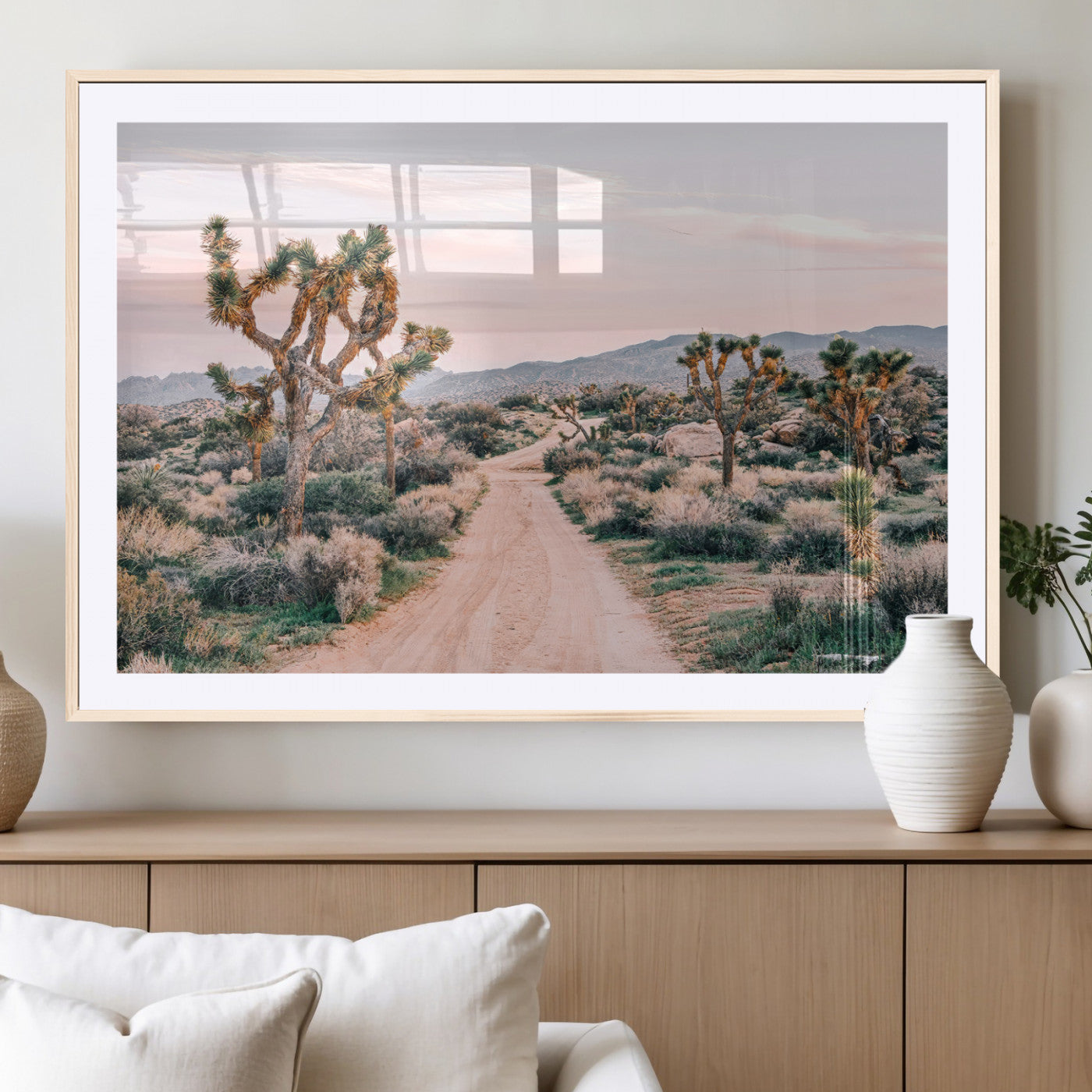 12540952-MGV-CV-36X24-Joshua Tree Park Wall Art Canvas Print, Framed Desert Road Art Picture Print, Sunset Drive Perfect Southwestern Boho Decor Artwork