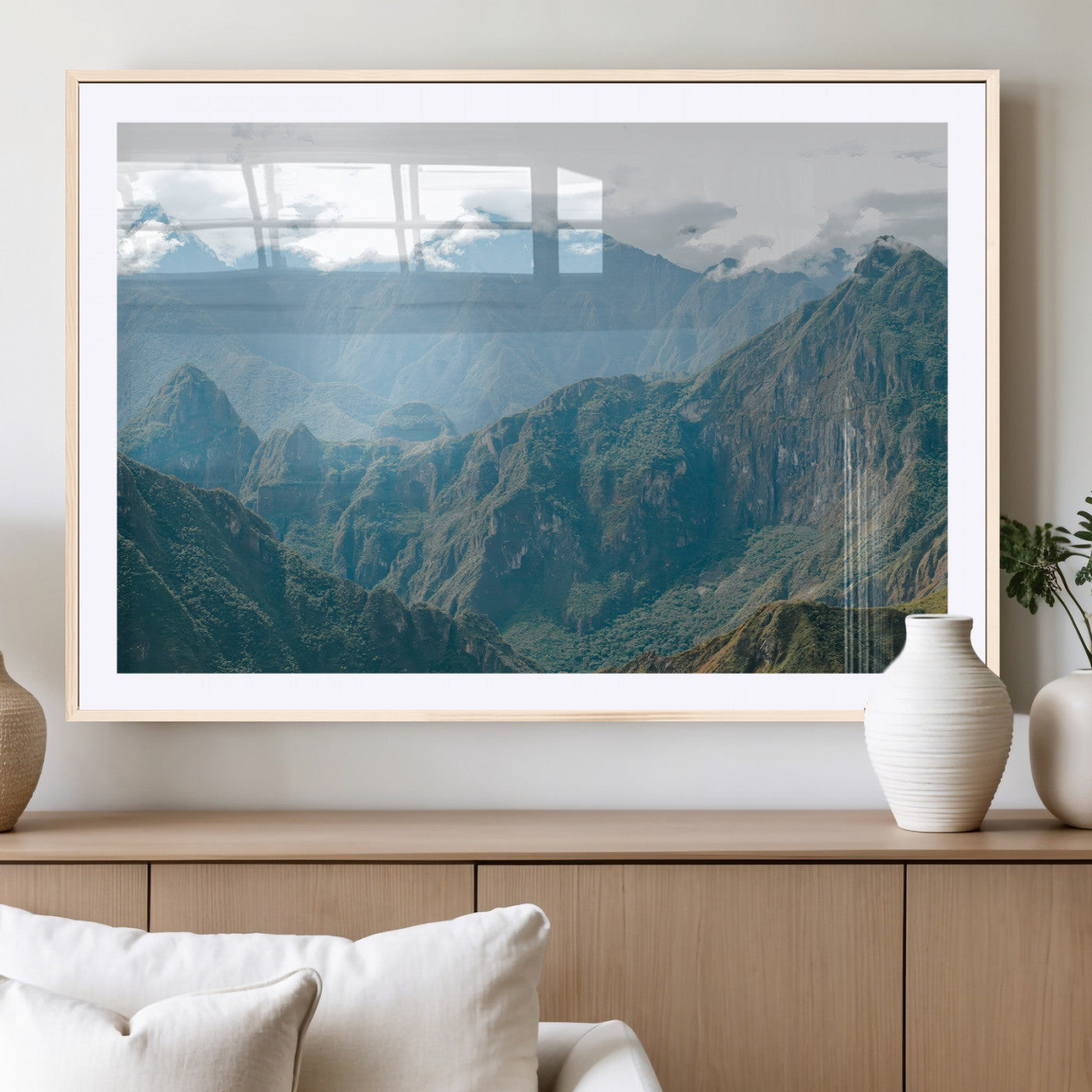 79393816-MGV-CV-36X24-Misty Mountain Wall Art Canvas Print, Framed Cloudy Andean Art Picture Print, Rugged Mountain Perfect Rustic Nature Decor Artwork