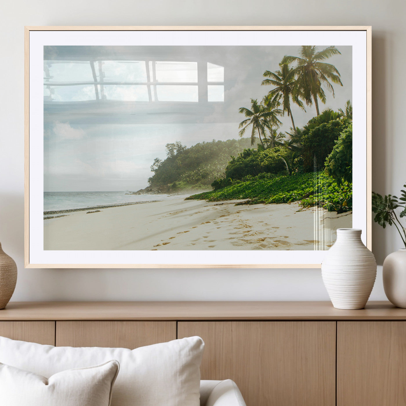 42984524-MGC-FP-36x24_Natural-Relaxing Beach Wall Art Canvas Print, Framed Ocean View Art Picture Print, Coastal Serenity Perfect Tropical Coastal Decor Artwork