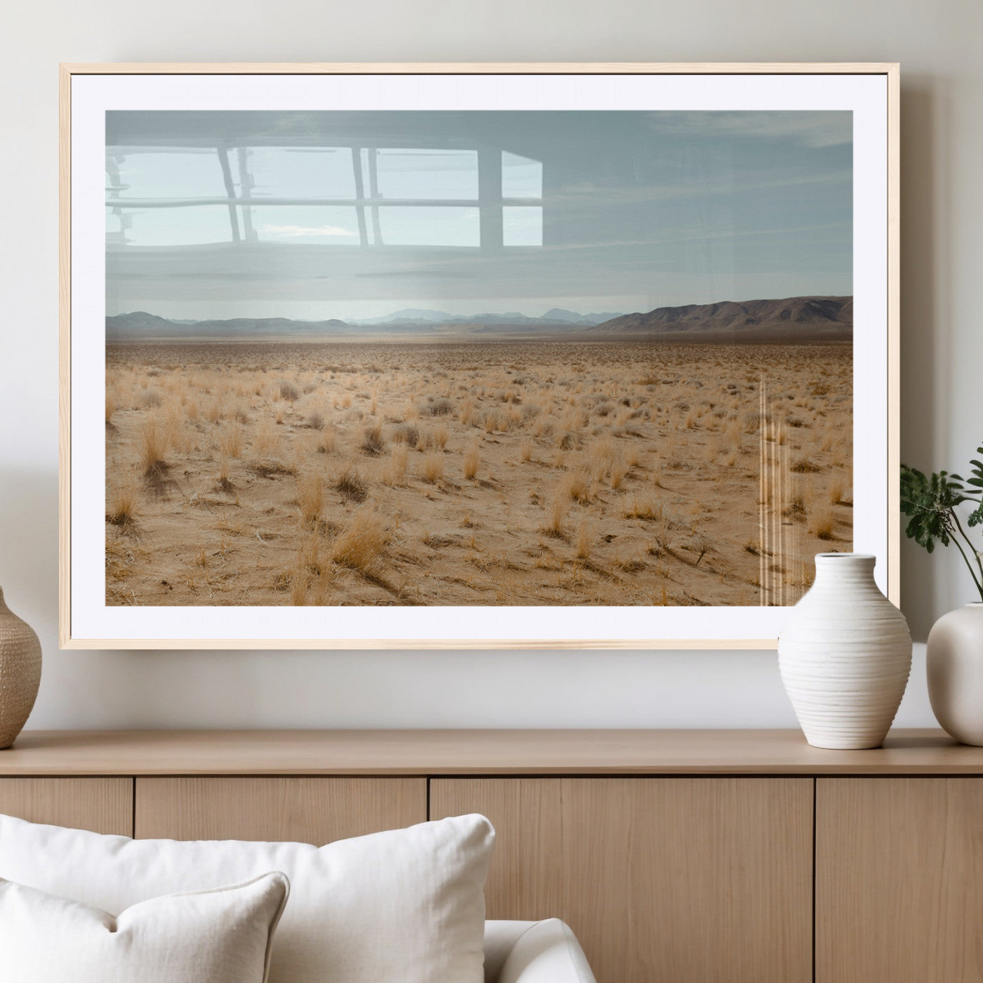 55918919-MGV-CV-36X24-Desert Landscape Wall Art – Golden Grass Plains and Mountain Horizon Canvas Print, Southwest Nature Photography Decor for Living