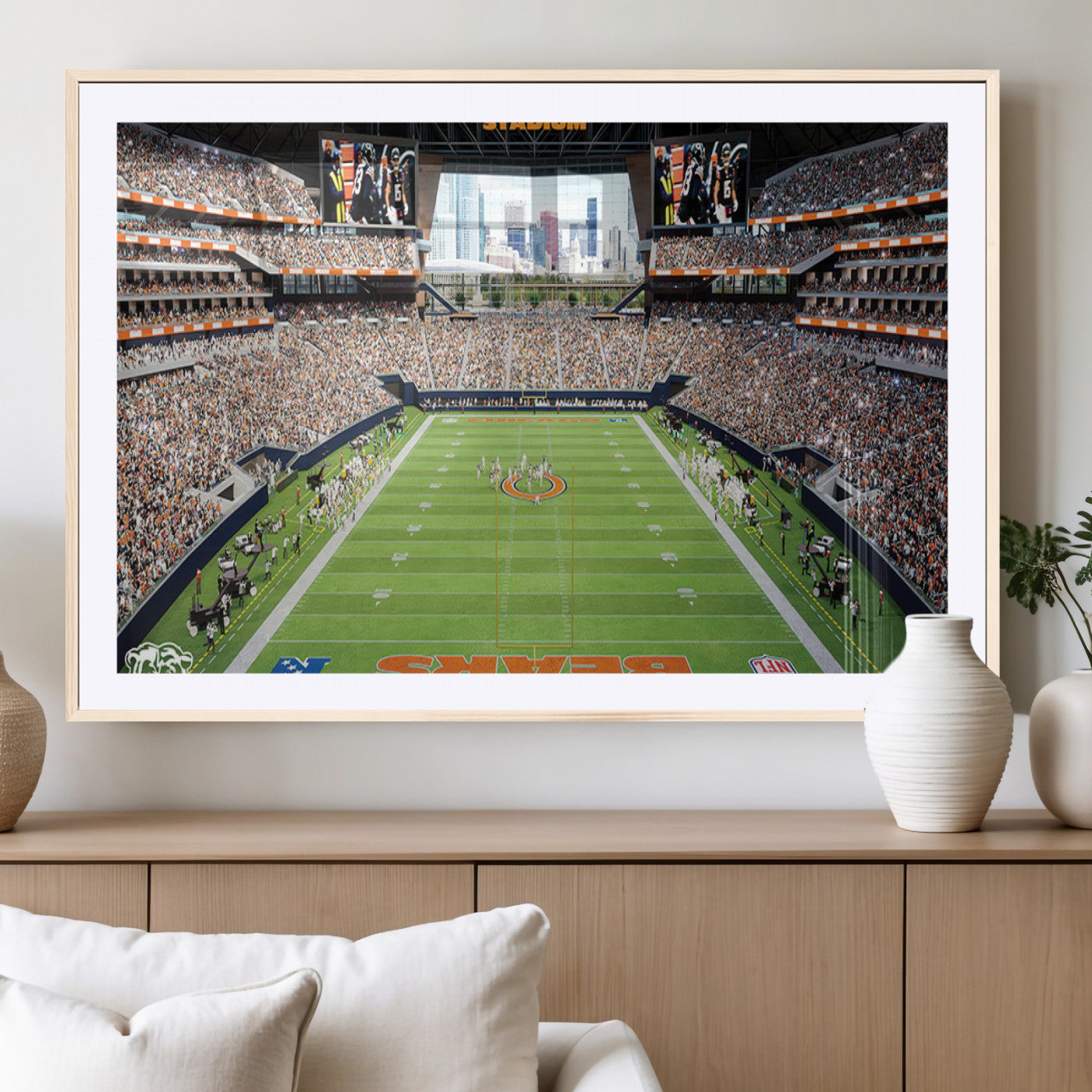 76935553-MGC-FP-36x24_Natural-Football Stadium Wall Art – Panoramic Game Day Canvas Print, Sports Decor for Man Cave, Office, Bar, or Living Room