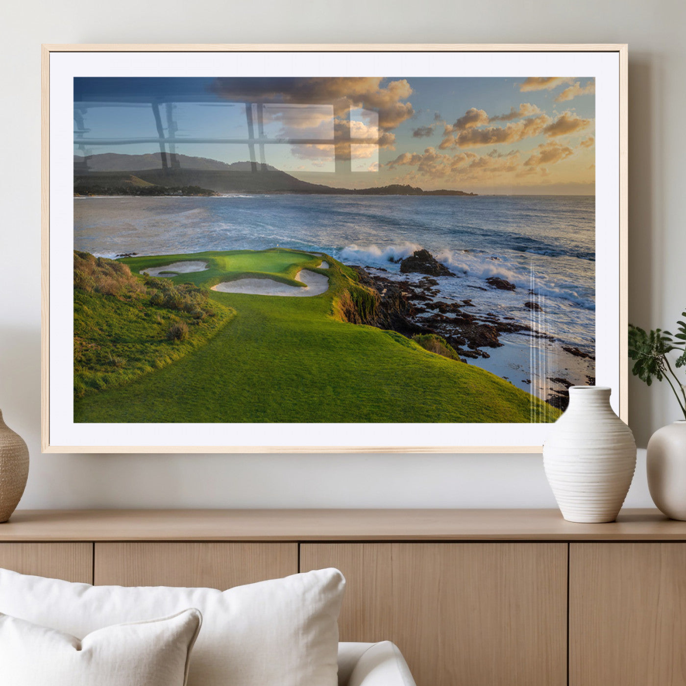 67486665-MGV-CV-36X24-Golf Course Wall Art – Pebble Beach Oceanfront Canvas Print, Coastal Fairway Photography Sports Decor for Living Room, Office, Man
