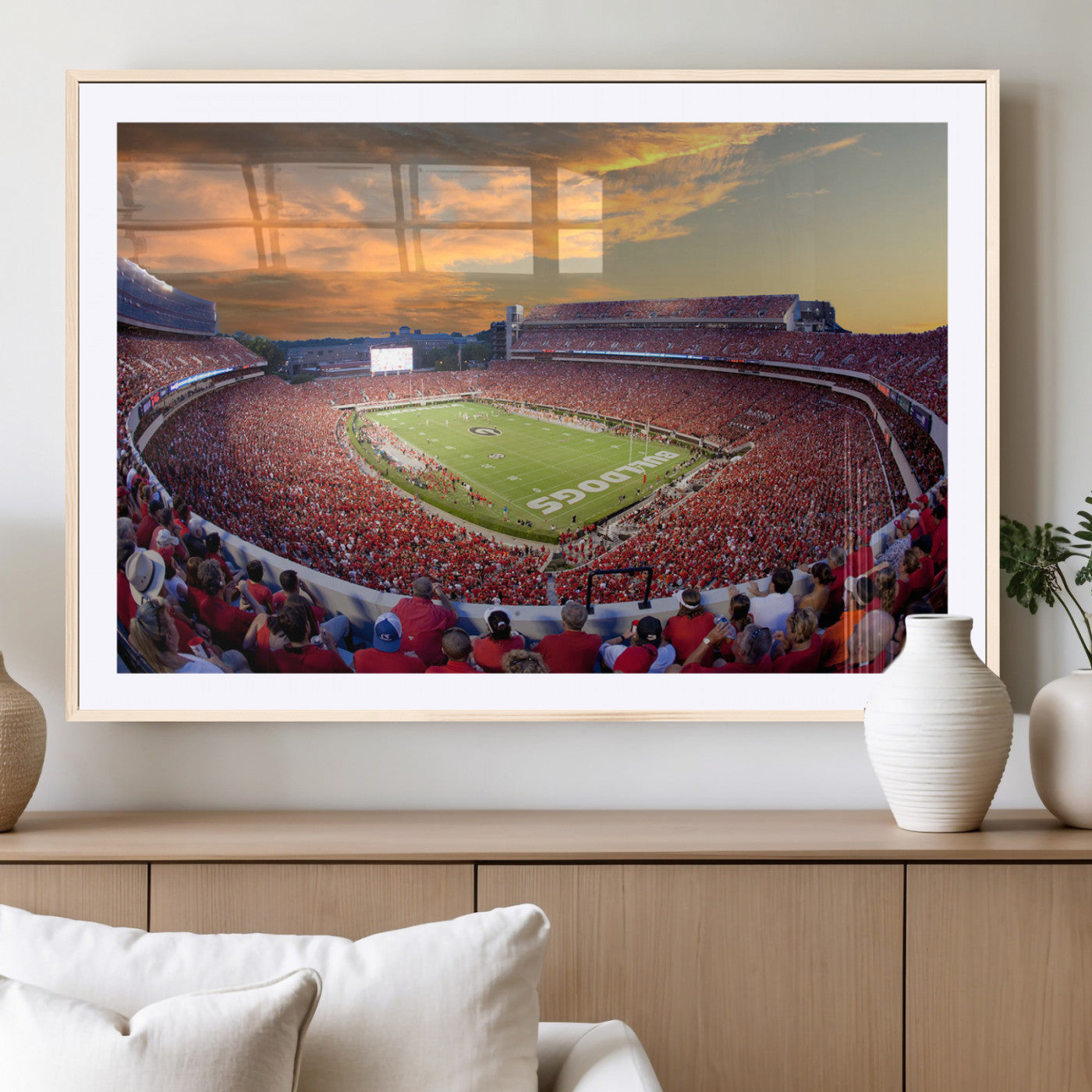 73680988-MGV-CV-36X24-Sanford Stadium Wall Art – Georgia Bulldogs Football Sunset Game Canvas Print, College Sports Decor for Man Cave, Bar, Office, or