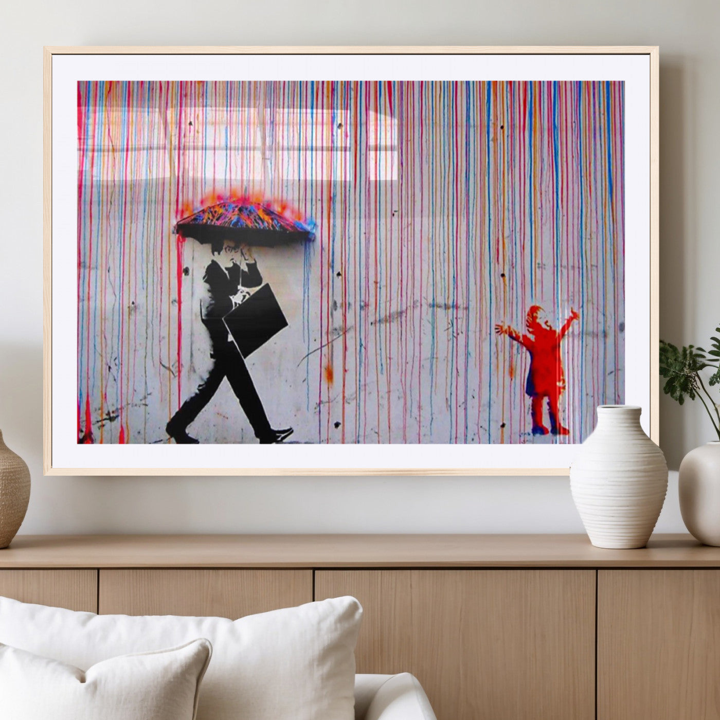 69505-MGC-FP-36x24_Natural-Graffiti Girl Wall Art Canvas Print, Framed Urban Contrast Art Picture Print, Vibrant Graffiti Perfect Urban Pop Decor Artwork