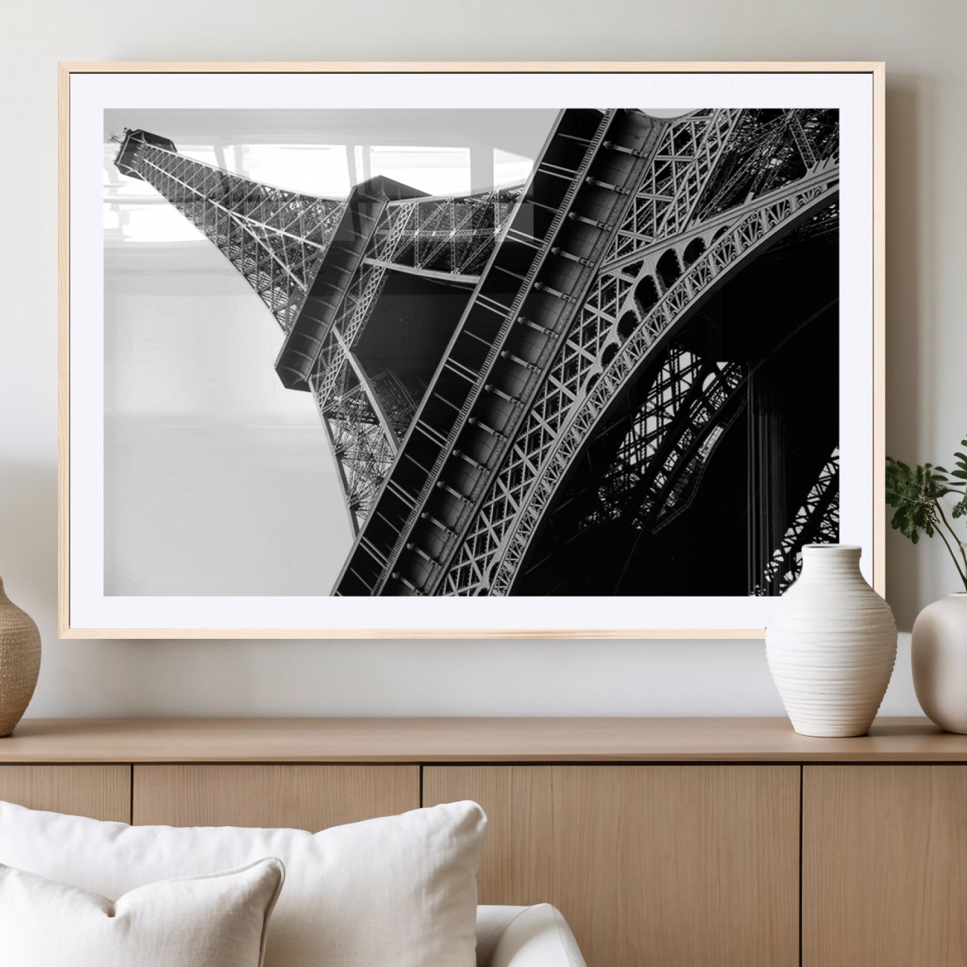 89033-MGV-CV-36X24-Eiffel Tower Wall Art – Dramatic Black and White Architectural Canvas Print, Modern Paris Decor for Office, Living Room or