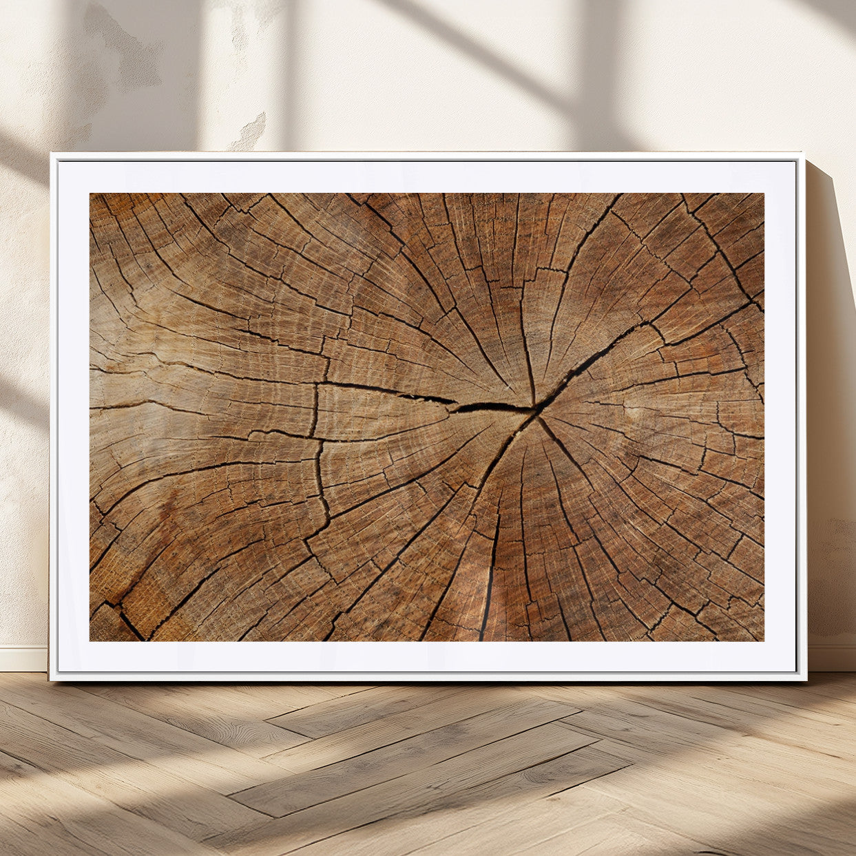 61710-MGV-CV-36X24-Tree Rings Wall Art – Rustic Wood Grain Canvas Print of Tree Trunk Cross Section, Nature Inspired Decor for Cabin, Office, Living