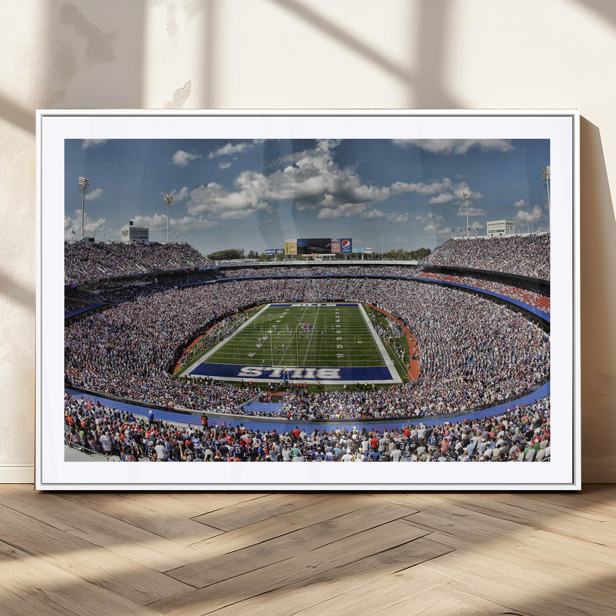 76491-MGC-FP-36x24_White-Buffalo Bills Stadium Wall Art Canvas Print, Framed Bills Stadium Art Picture Print, Highmark Stadium Perfect Sport Room Decor