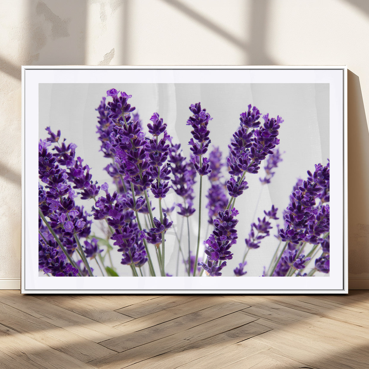 84456-MGC-FP-36x24_White-Lavender Wall Art – Botanical Canvas Print Featuring Purple Floral Stems, Fresh Nature Inspired Artwork for Living Room, Bedroom,