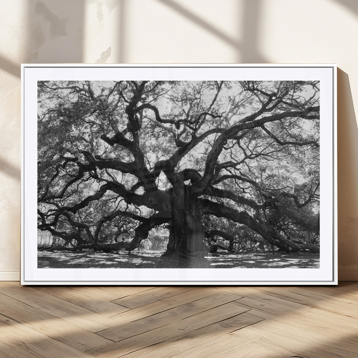81655611-MGV-CV-36X24-Ancient Oak Wall Art Canvas Print, Framed Twisted Branches Art Picture Print, Gnarled Tree Perfect Moody Nature Decor Artwork