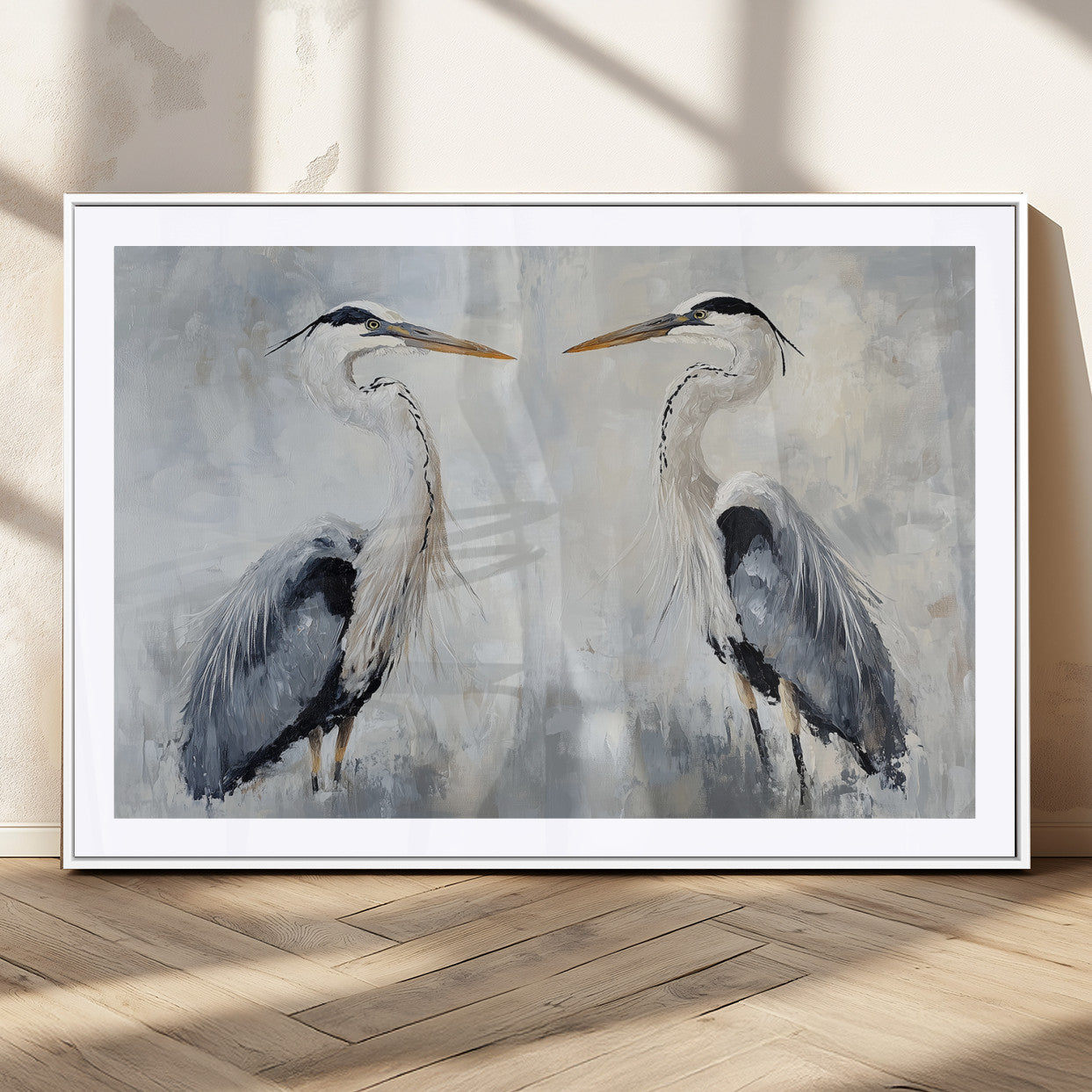 90806932-MGV-CV-36X24-Heron Wall Art Wall Art Canvas Print, Framed Bird Canvas Decor Art Picture Print, Nature Inspired Perfect Coastal Minimalist Decor