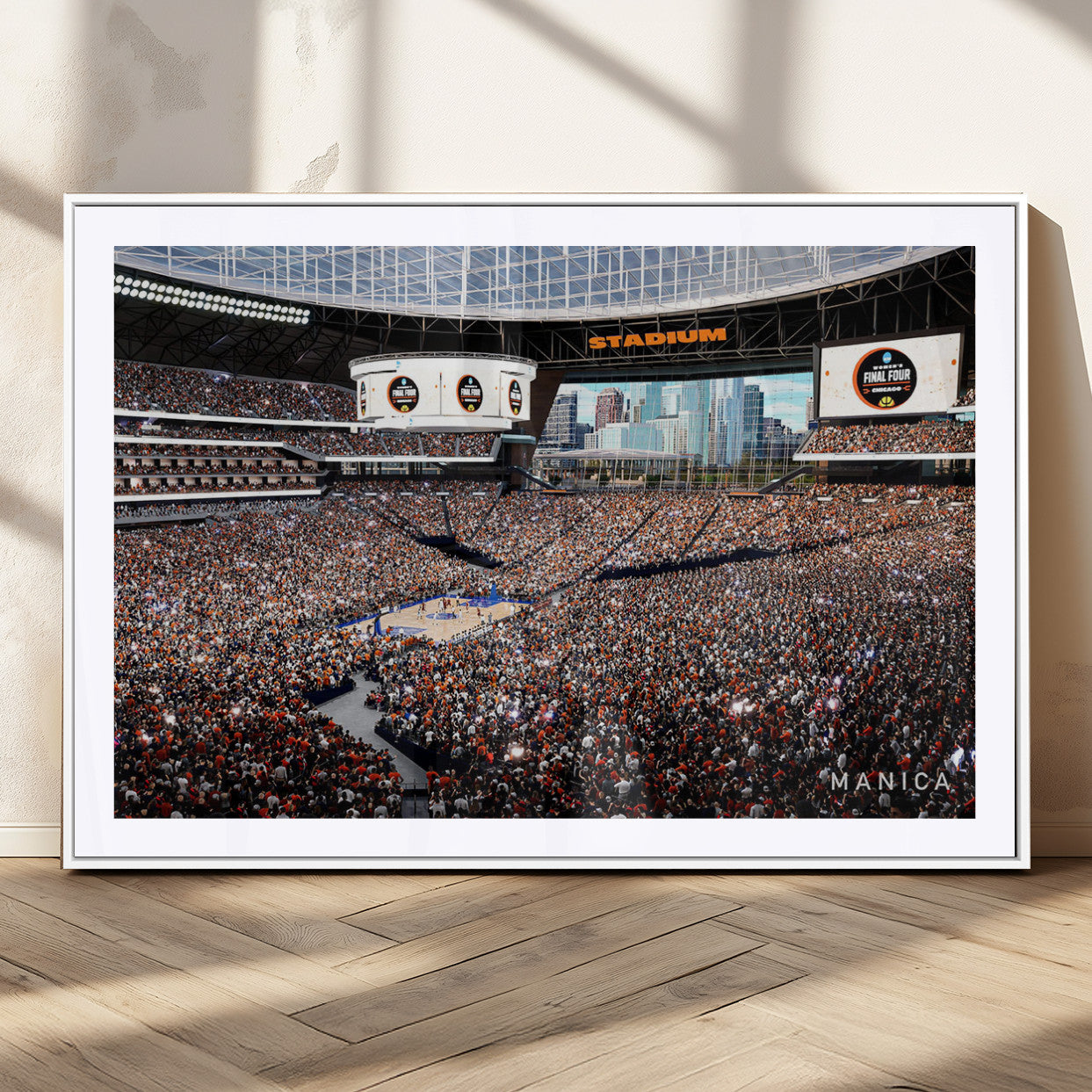 38616413-MGV-CV-36X24-Chicago Dome Stadium Wall Art – Futuristic Basketball Final Four Arena Canvas Print, Modern Sports Fan Decor for Man Cave or