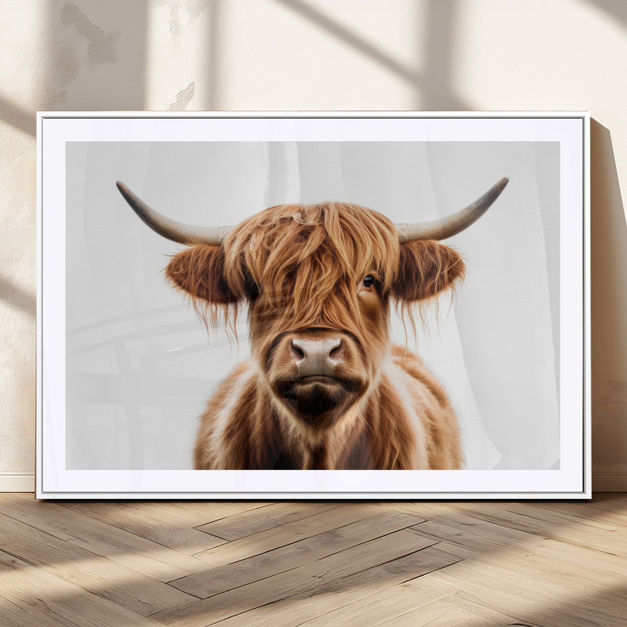 637908607-MGV-FC-93X47-3P_Black-Highland Cow Wall Art Print – Rustic Farmhouse Animal Portrait, Scottish Highland Cattle Canvas, Modern Country Wall Decor for
