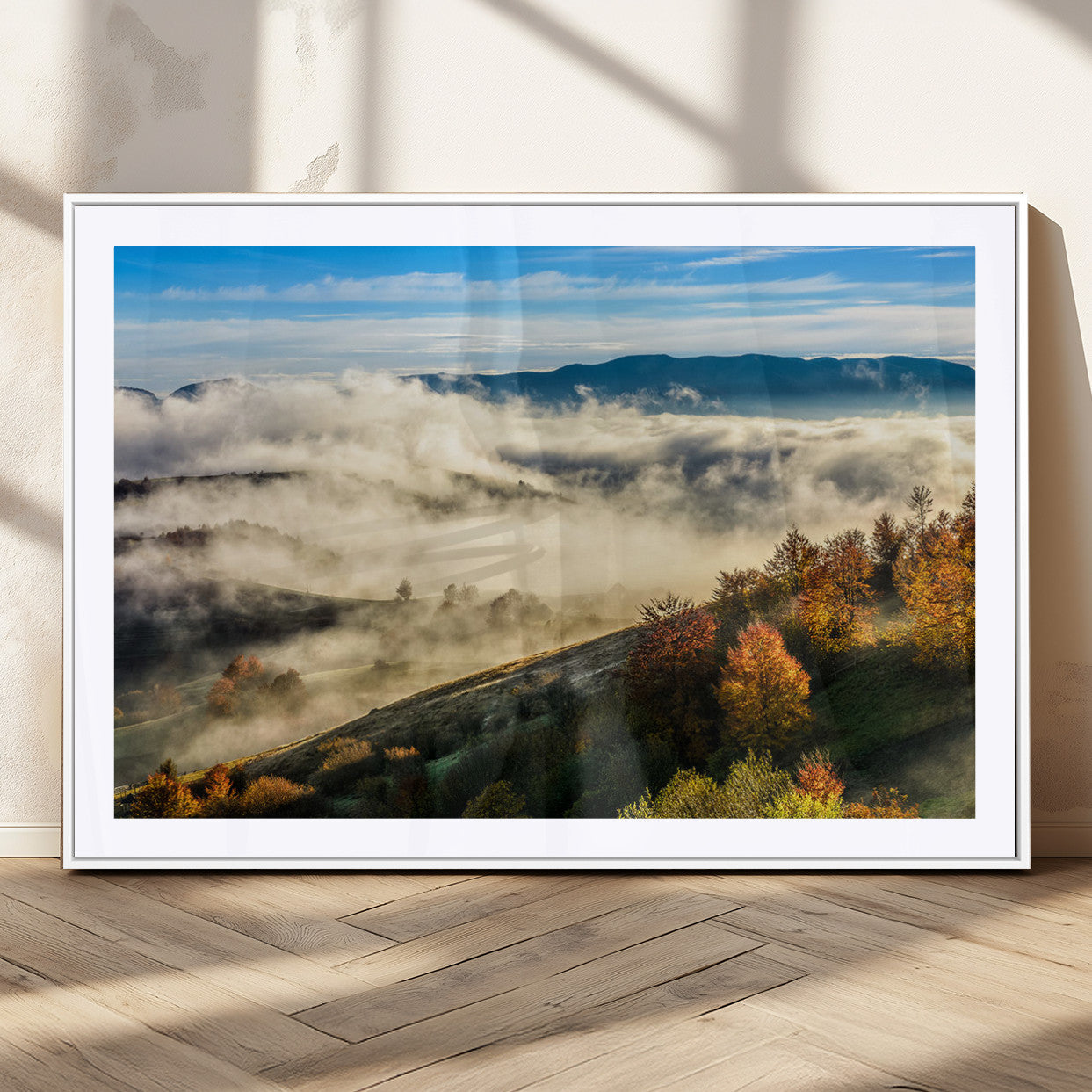 21551192-MGC-FP-36x24_White-Landscape Wall Art – Autumn Mountain View Canvas Print, Scenic Nature Photography Decor for Bedroom, Living Room, Office, Cabin or