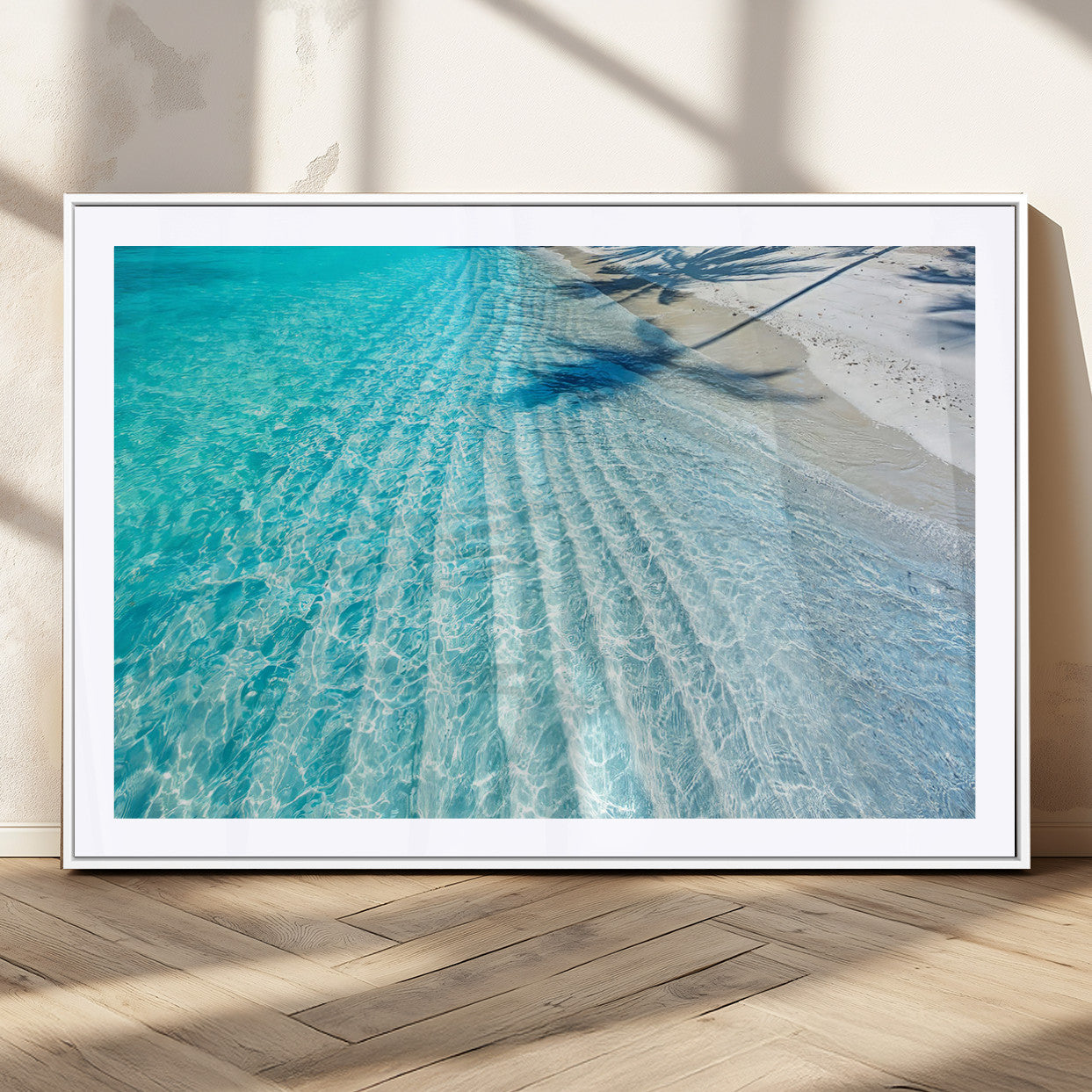 68127042-MGC-FP-36x24_White-Beach Wall Art – Tropical Ocean Canvas Print, Clear Water and White Sand Photography Decor for Bedroom, Living Room, Office,
