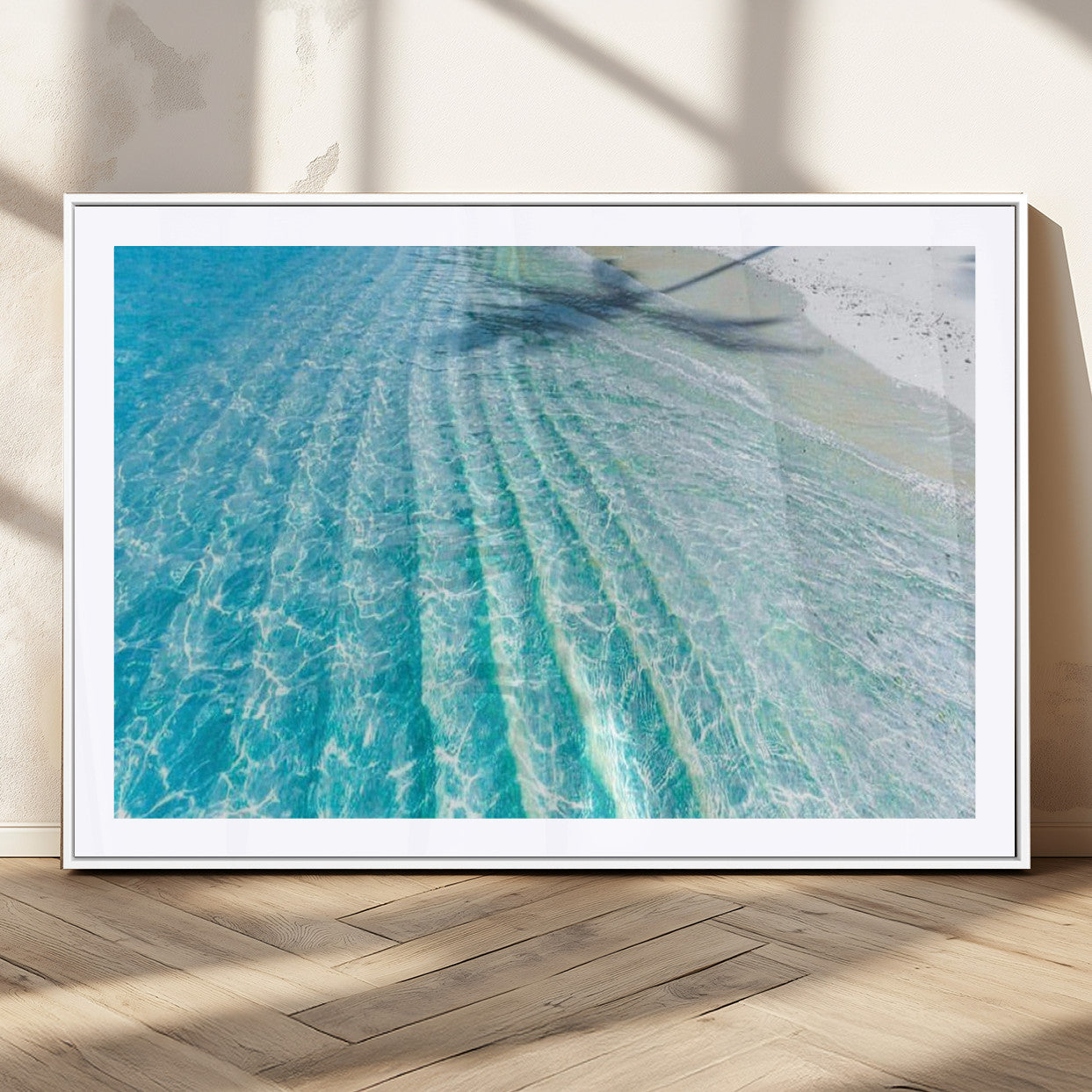 17528159-MGC-FP-36x24_White-Tropical Ocean Wall Art – Turquoise Water Canvas Print, Crystal Clear Beach Waves Photography Coastal Decor for Living Room,