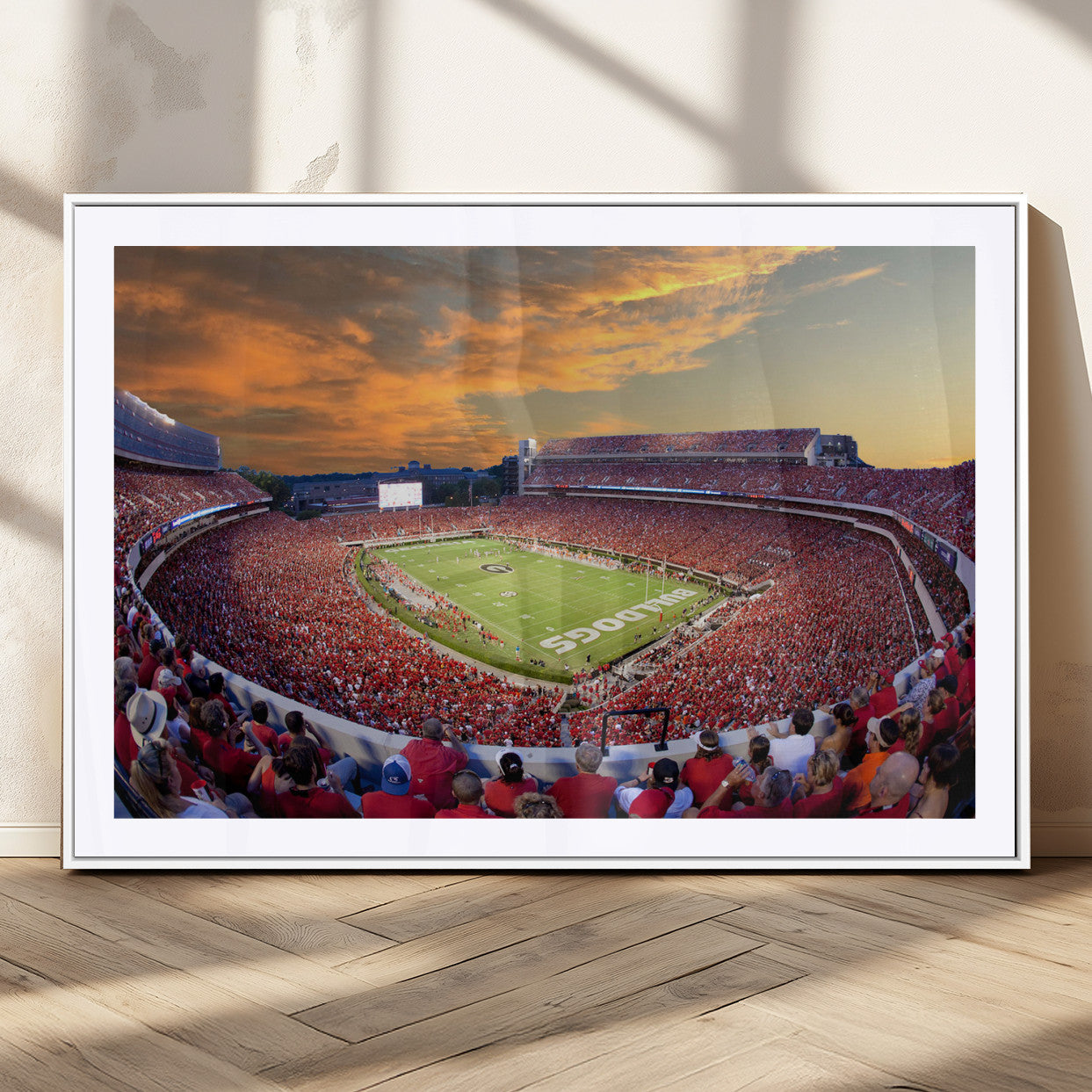 73680988-MGC-FP-36x24_White-Georgia Bulldogs Stadium Wall Art – Panoramic Football Field Canvas Print, Game Day Decor for Home, Office, Fan Cave, Sports
