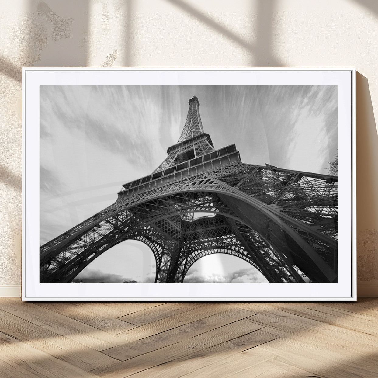 40006-MGC-FP-36x24_White-Eiffel Tower Wall Art – Black and White Architectural Photo Print, Paris Inspired Decor for Bedroom, Office, Studio or Modern