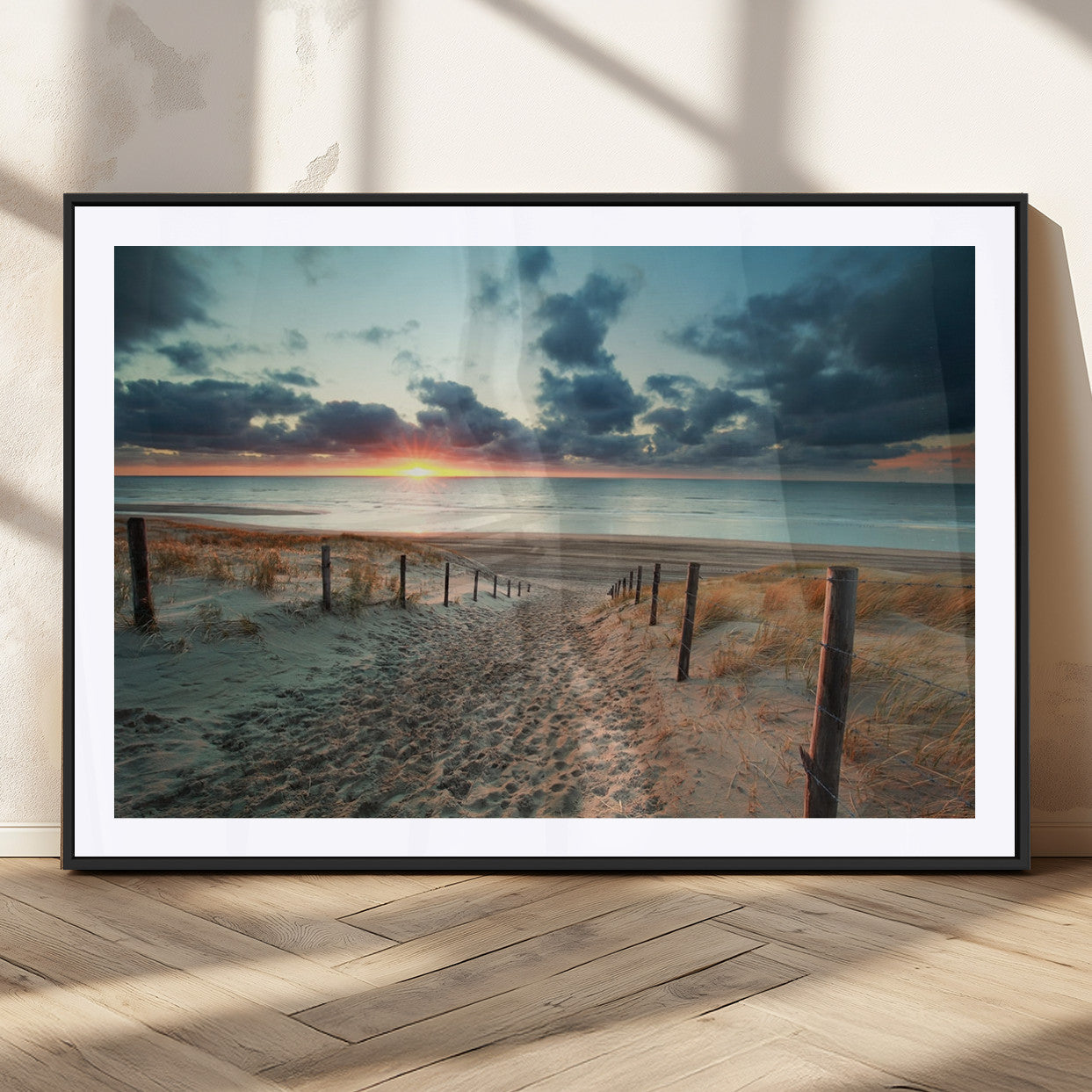 25788-MGV-CV-36X24-Sunset Beach Path Wall Art – Scenic Coastal Dunes and Ocean Canvas Print, Tranquil Seaside Landscape Decor for Living Room or