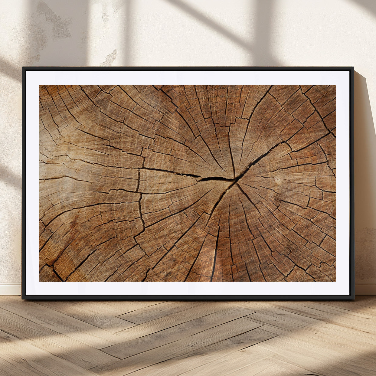61710-MGV-CV-36X24-Tree Rings Wall Art – Rustic Wood Grain Canvas Print of Tree Trunk Cross Section, Nature Inspired Decor for Cabin, Office, Living