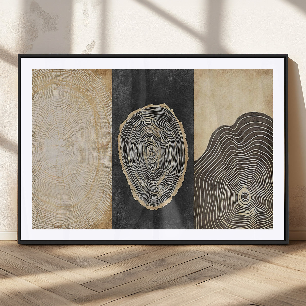 77785-MGV-CV-36X24-Tree Ring Abstract Wall Art – Rustic Wood Growth Pattern Canvas Prints, Modern Nature-Inspired Decor for Living Room or Office