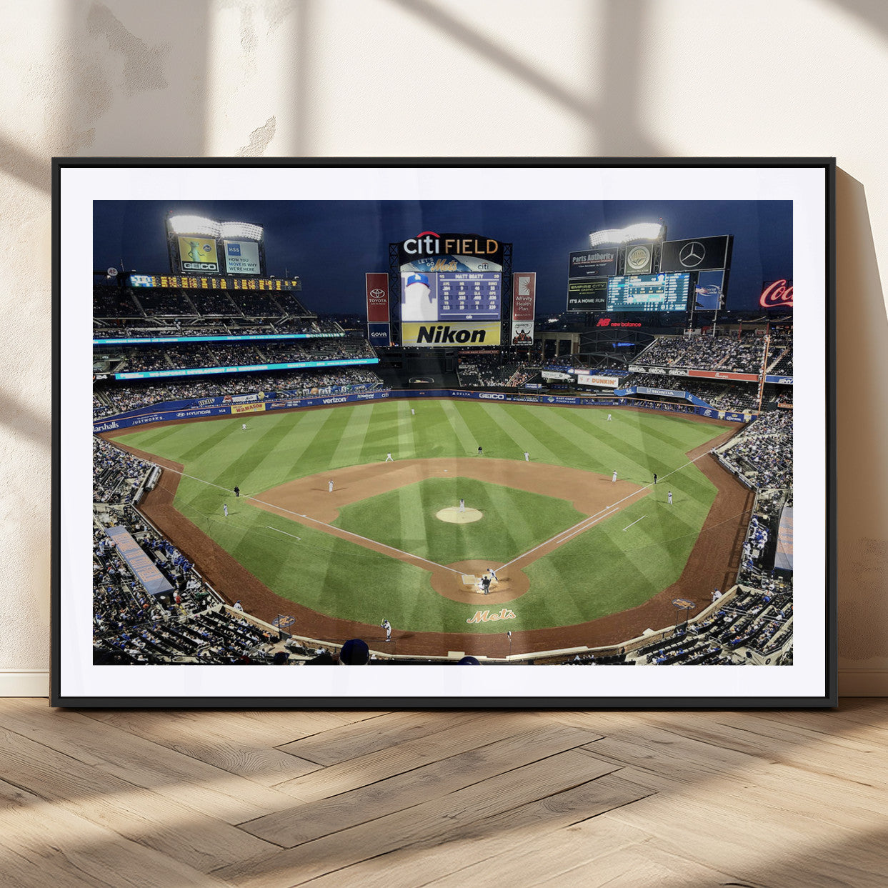 87666-MGC-FP-36x24_Black-City Field Stadium Wall Art Canvas Print, Framed New York Stadium Art Picture Print, Citi Field Stadium Perfect Sport Room Decor