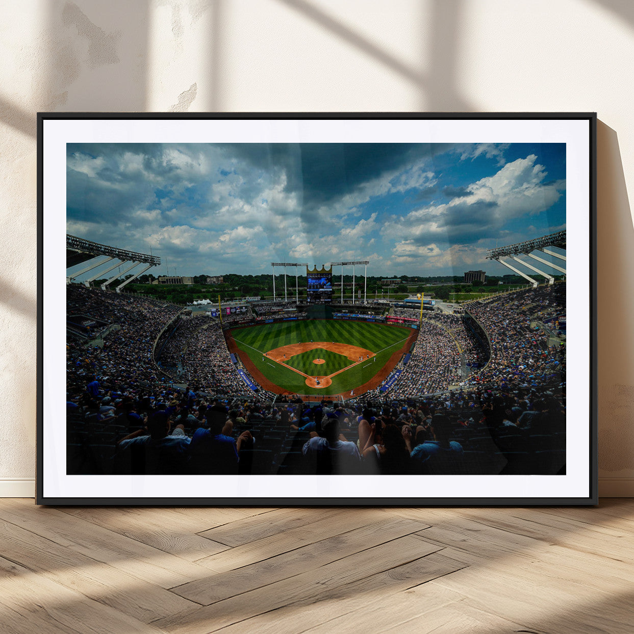 37127-MGV-CV-36X24-Kauffman Stadium Wall Art Canvas Print, Framed Kansas City Royals Field Art Picture Print, Baseball Stadium Perfect Sport Room