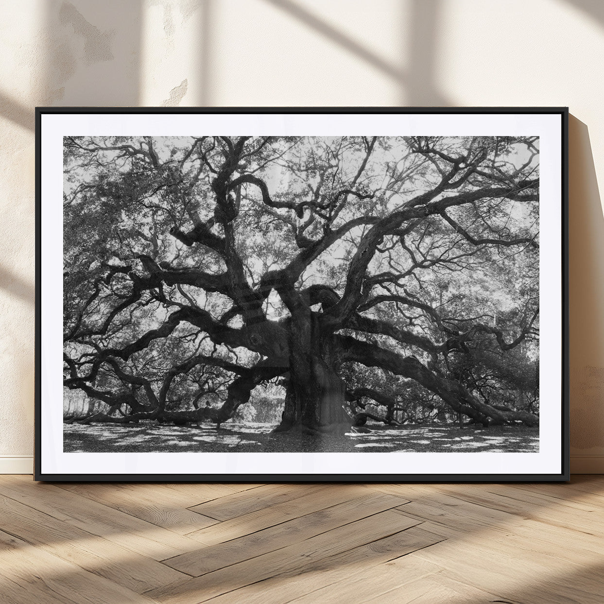 81655611-MGV-CV-36X24-Ancient Oak Wall Art Canvas Print, Framed Twisted Branches Art Picture Print, Gnarled Tree Perfect Moody Nature Decor Artwork