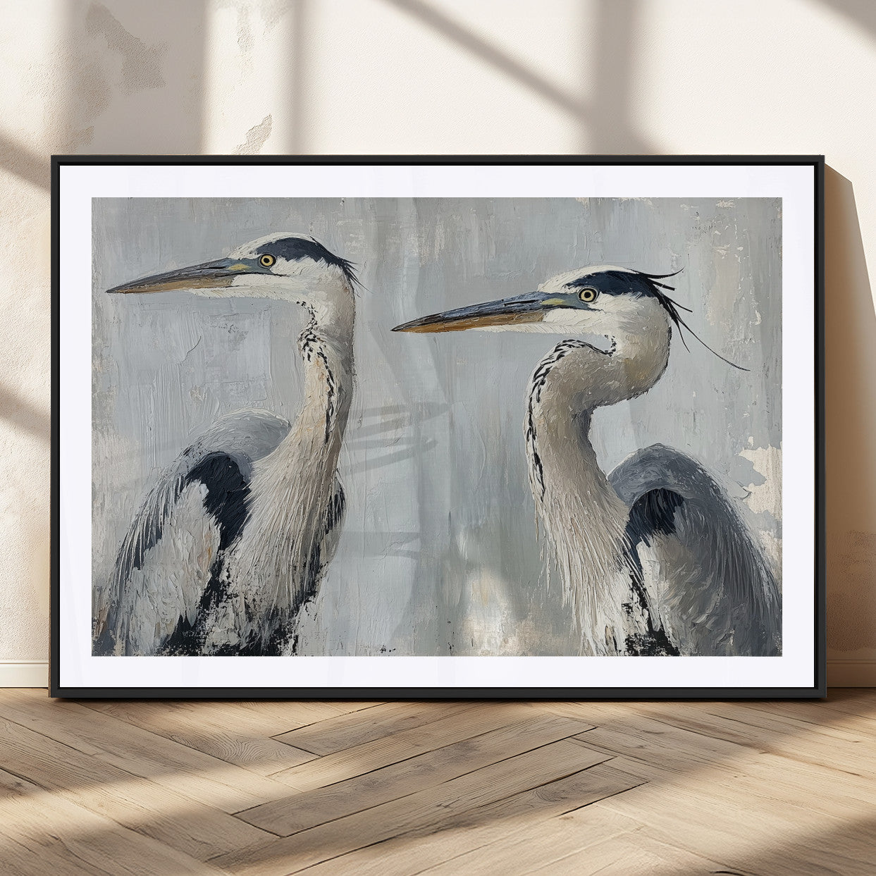 19427826-MGC-FP-36x24_Black-Bird Canvas Decor Wall Art Canvas Print, Framed Coastal Bird Pair Art Picture Print, Minimalist Wildlife Wall Perfect Coastal