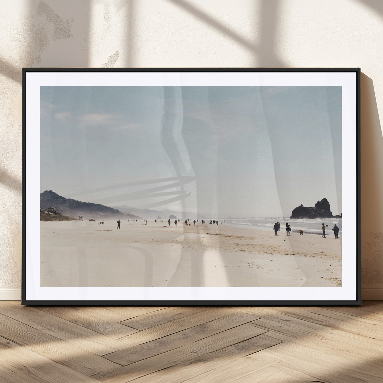28307820-MGV-CV-36X24-Minimalist Beach Wall Art Canvas Print, Framed Coastal Serenity Art Picture Print, Soft Sand Perfect Modern Coastal Decor Artwork