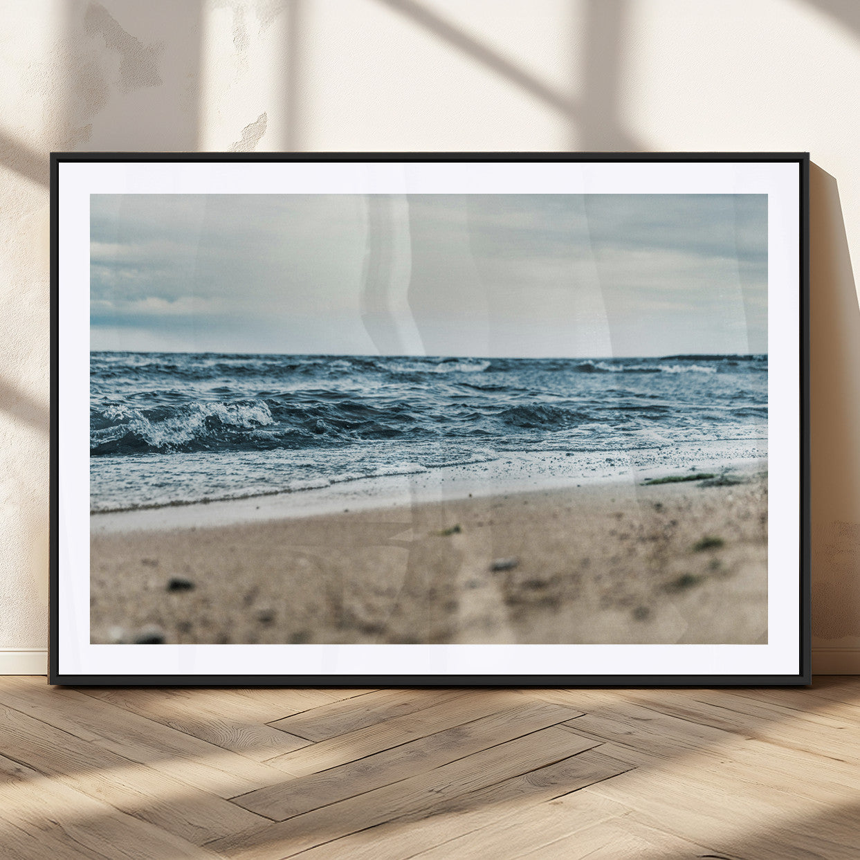 81812590-MGC-FP-36x24_Black-Ocean Wall Art Wall Art Canvas Print, Framed Coastal Canvas Art Picture Print, Moody Seascape Perfect Coastal Minimalist Decor