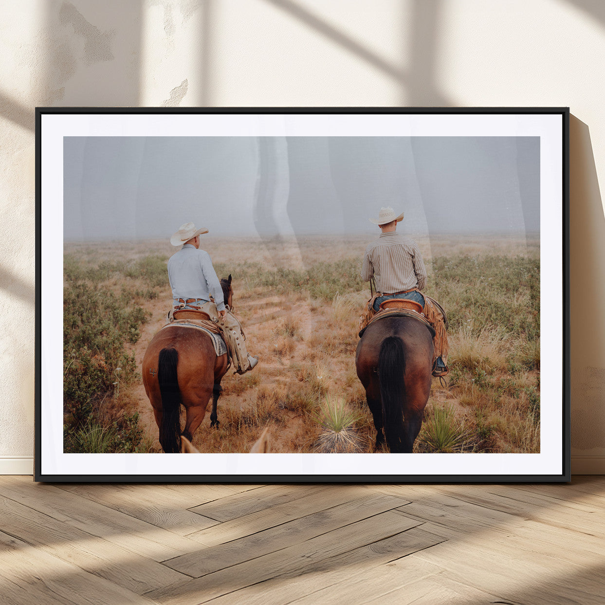 54943176-MGC-FP-36x24_Black-Cowboy Wall Art Wall Art Canvas Print, Framed Western Canvas Art Picture Print, Rustic Ranch Scene Perfect Rustic Western Decor