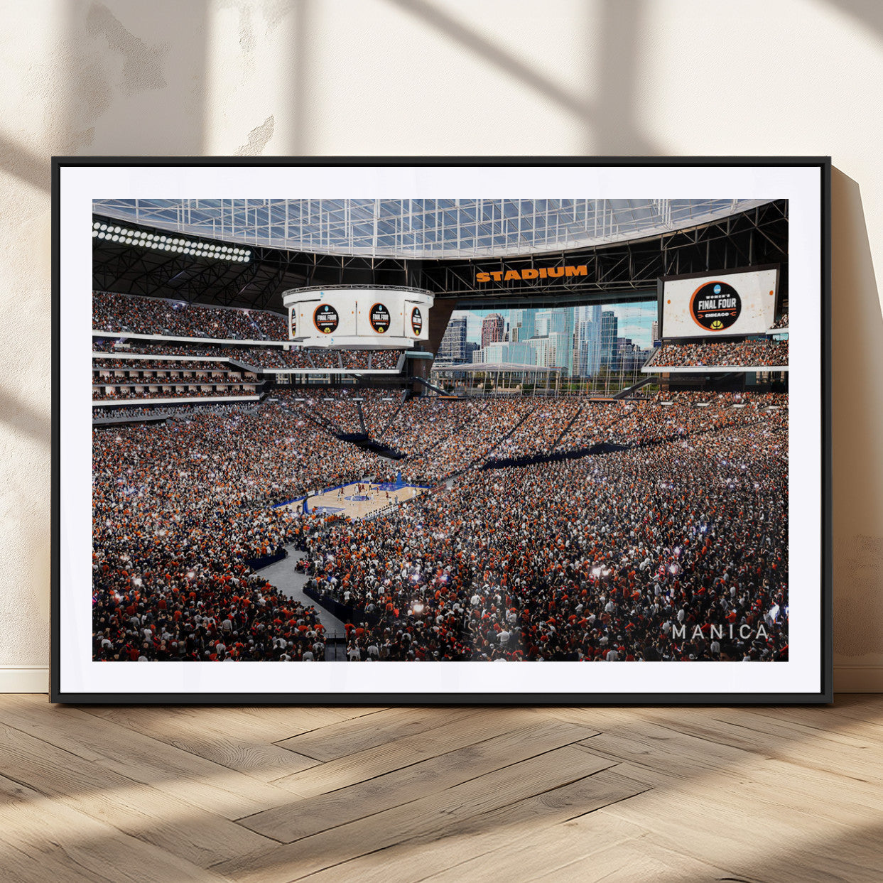 38616413-MGV-CV-36X24-Chicago Dome Stadium Wall Art – Futuristic Basketball Final Four Arena Canvas Print, Modern Sports Fan Decor for Man Cave or
