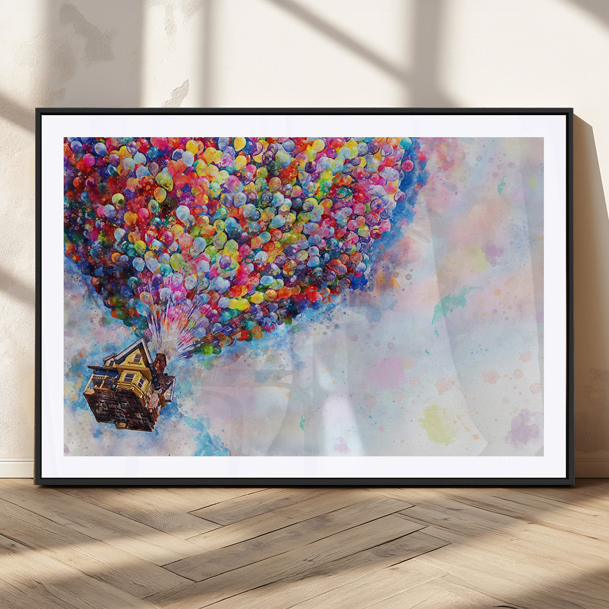 18792-MGC-FP-36x24_Black-Up Movie House Wall Art Canvas Print, Framed Carls Journey Art Picture Print, Up Inspired Perfect Animated Whimsical Decor Artwork