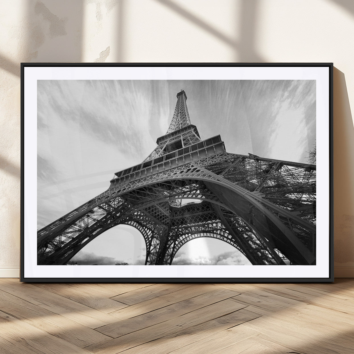 40006-MGC-FP-36x24_Black-Eiffel Tower Wall Art – Black and White Architectural Photo Print, Paris Inspired Decor for Bedroom, Office, Studio or Modern