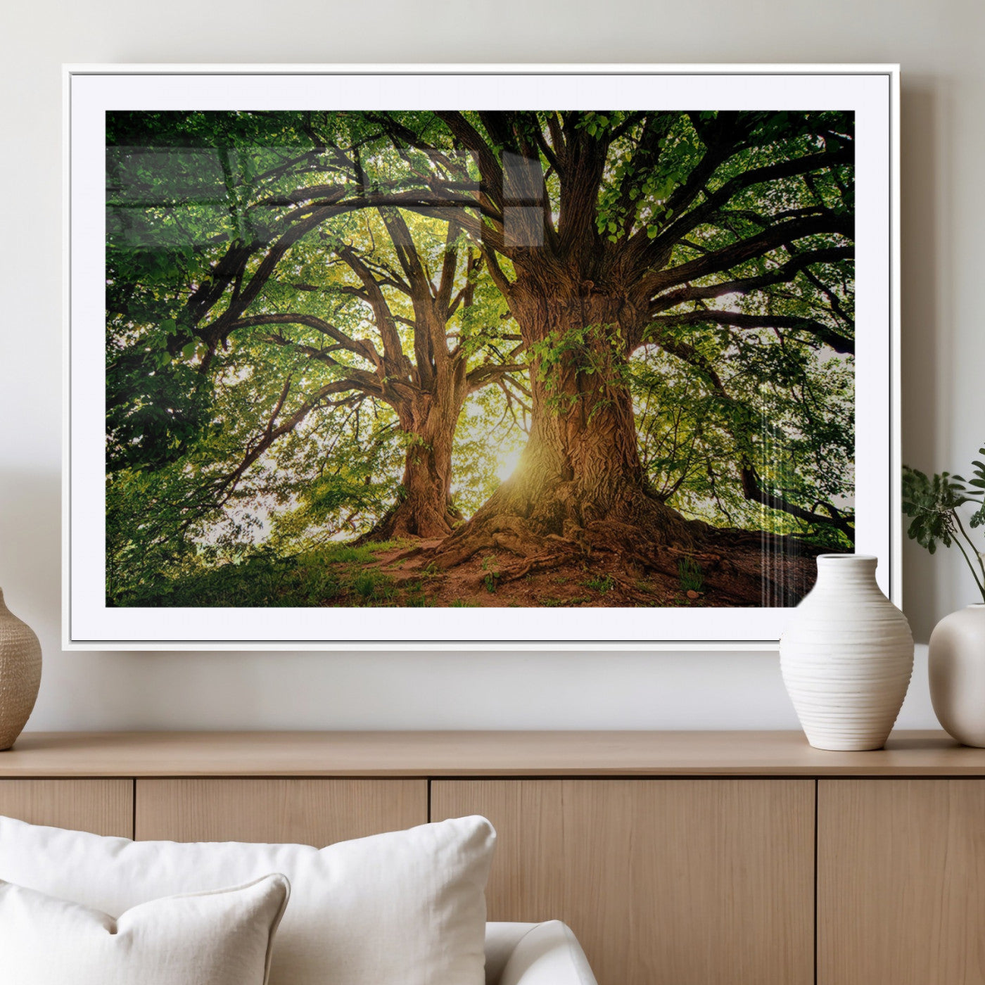 52150-MGV-CV-36X24-Majestic Tree Wall Art – Large Nature Canvas Print with Sunlight Through Branches, Rustic Forest Decor for Living Room, Bedroom or