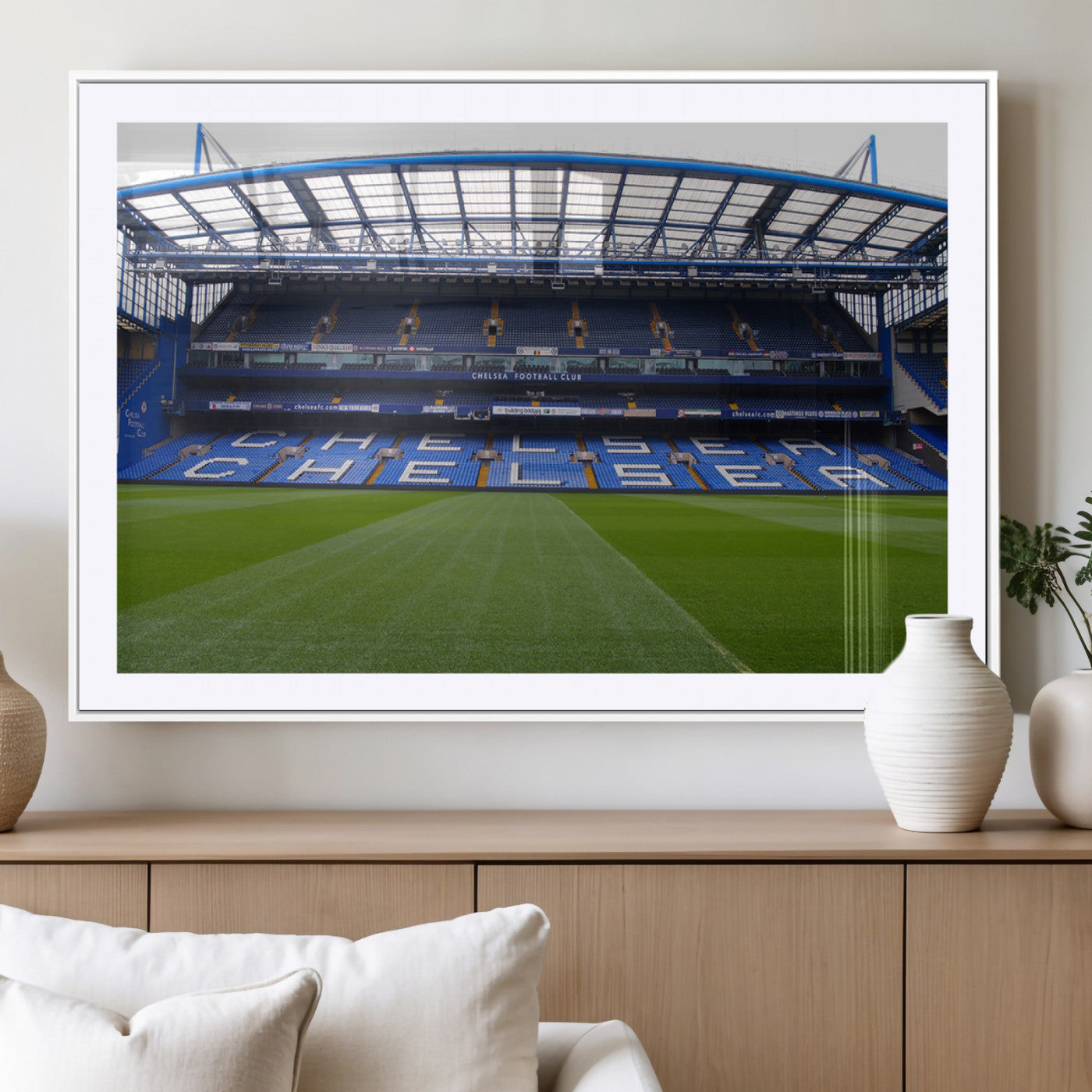 59508-MGV-CV-36X24-Chelsea Stadium Wall Art – Stamford Bridge Football Arena Canvas Print, Iconic Soccer Artwork for Living Room, Office, Game Room
