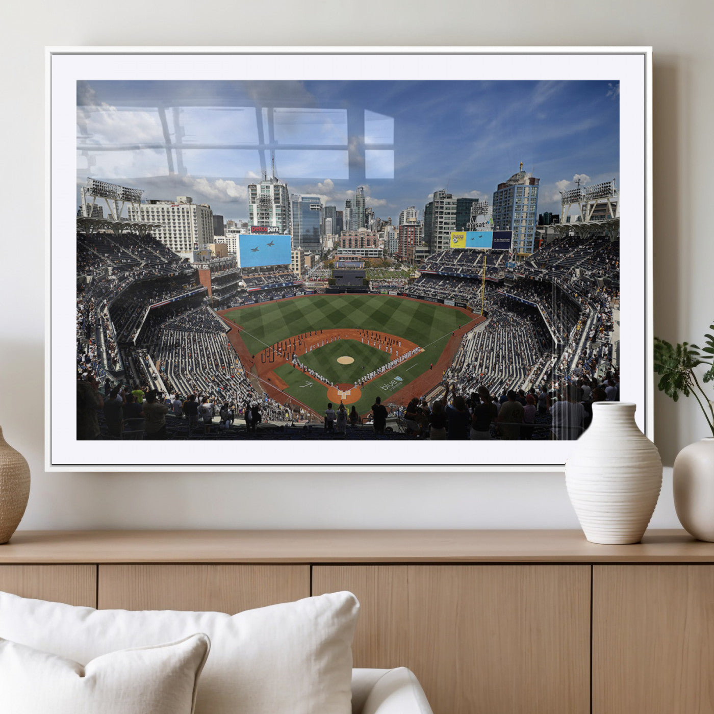 87122-MGC-FP-36x24_White-Petco Park Field Wall Art Canvas Print, Framed San Diego Stadium Art Picture Print, Petco Park Stadium Perfect Sport Room Decor