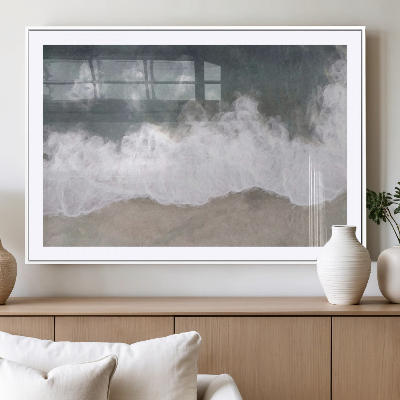 10072982-MGC-FP-36x24_White-Abstract Ocean Wave Wall Art – Coastal Beach Canvas Print, Minimalist Seascape Painting, Modern Ocean Inspired Artwork for Living